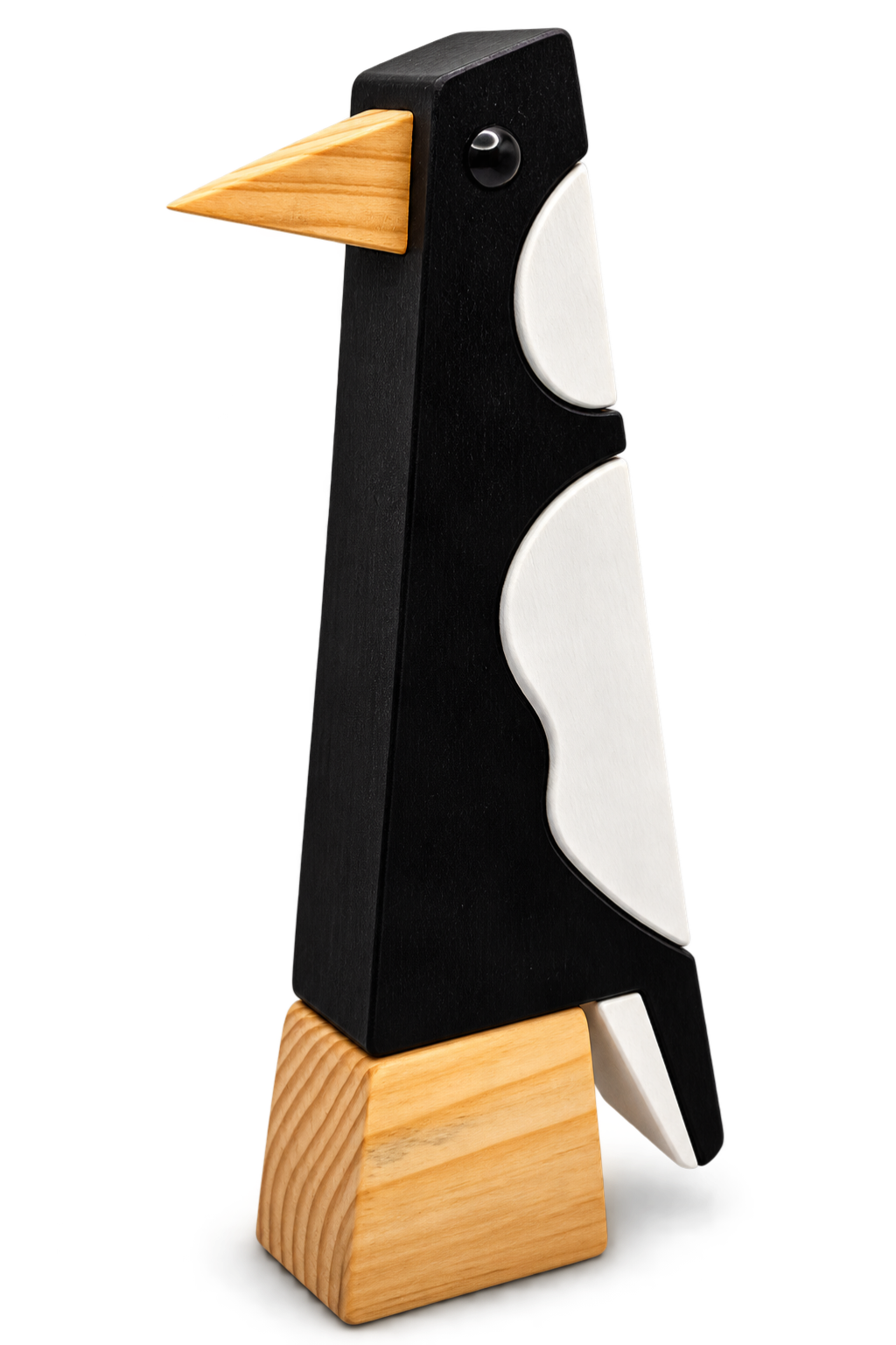 MAGPIE SITTER - Timber bird sculpture - Handmade Australian native bird art, gift & home decor