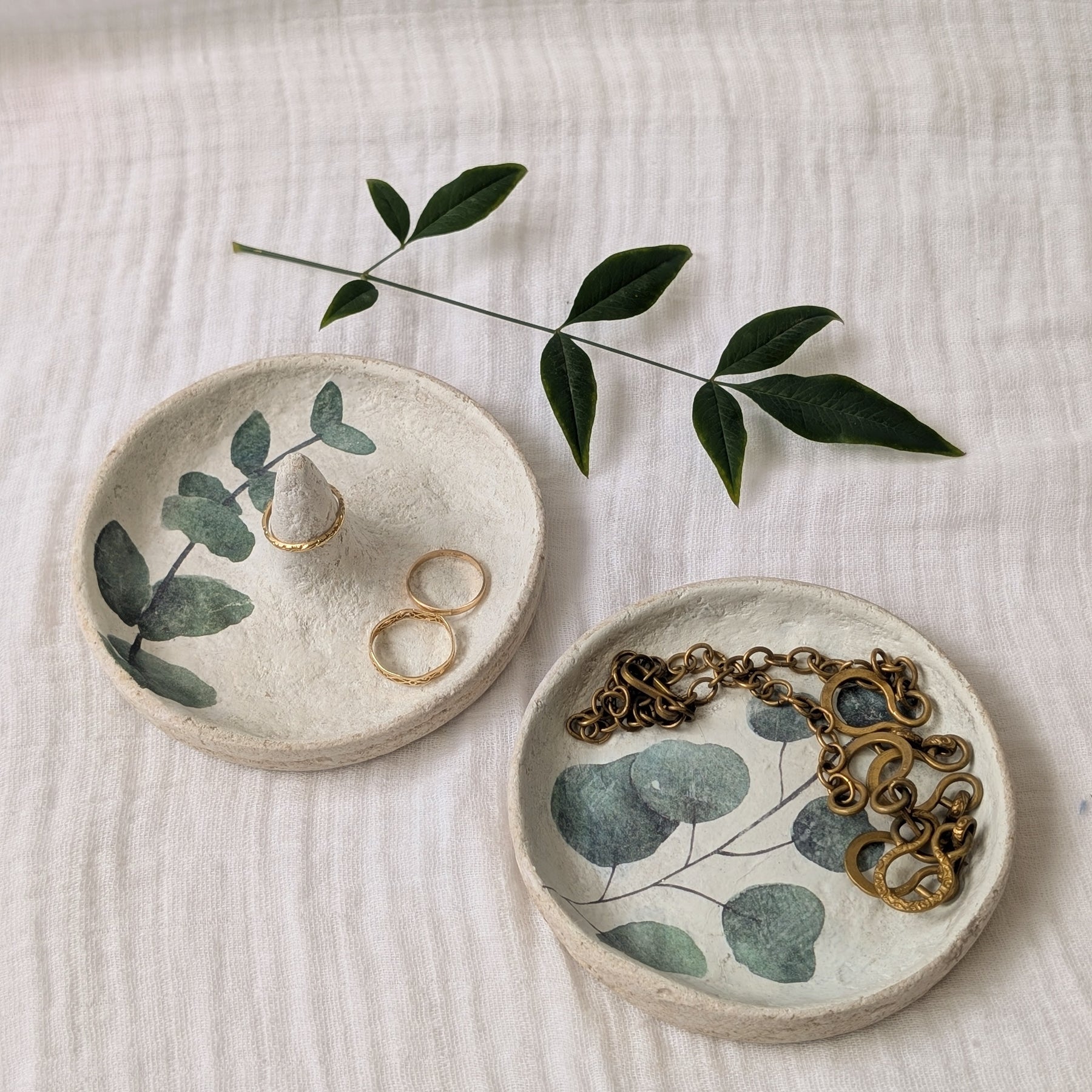 Eucalyptus Paper Clay Jewellery Dish Set