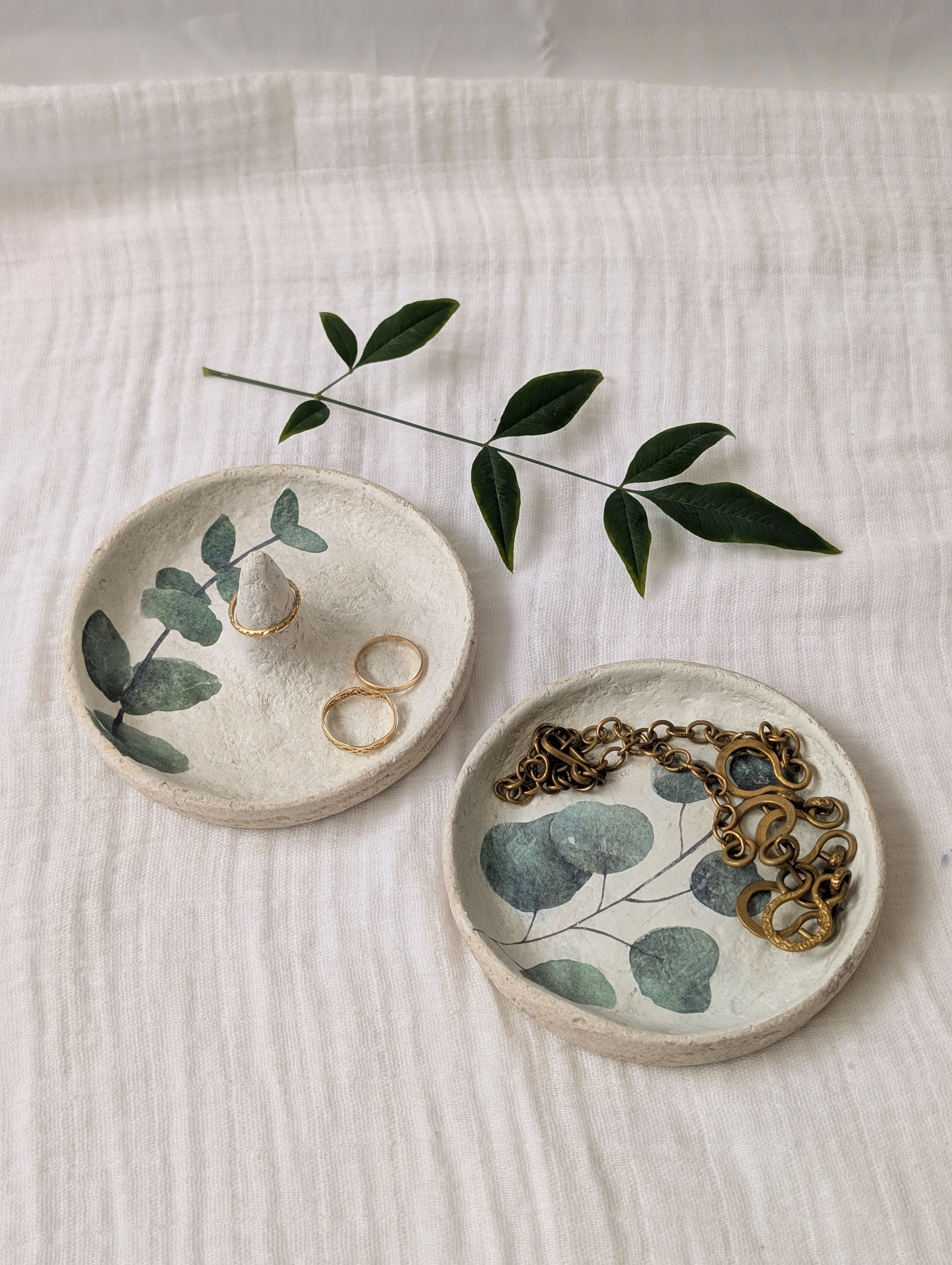 Eucalyptus Paper Clay Jewellery Dish Set
