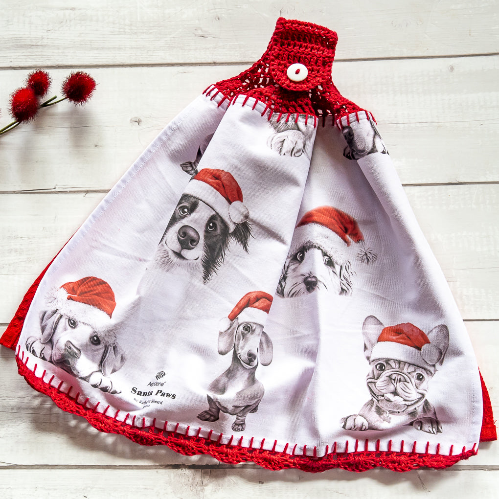 Pet Loving Christmas Themed Hanging Tea Towels - Hand Towels - Double Sided