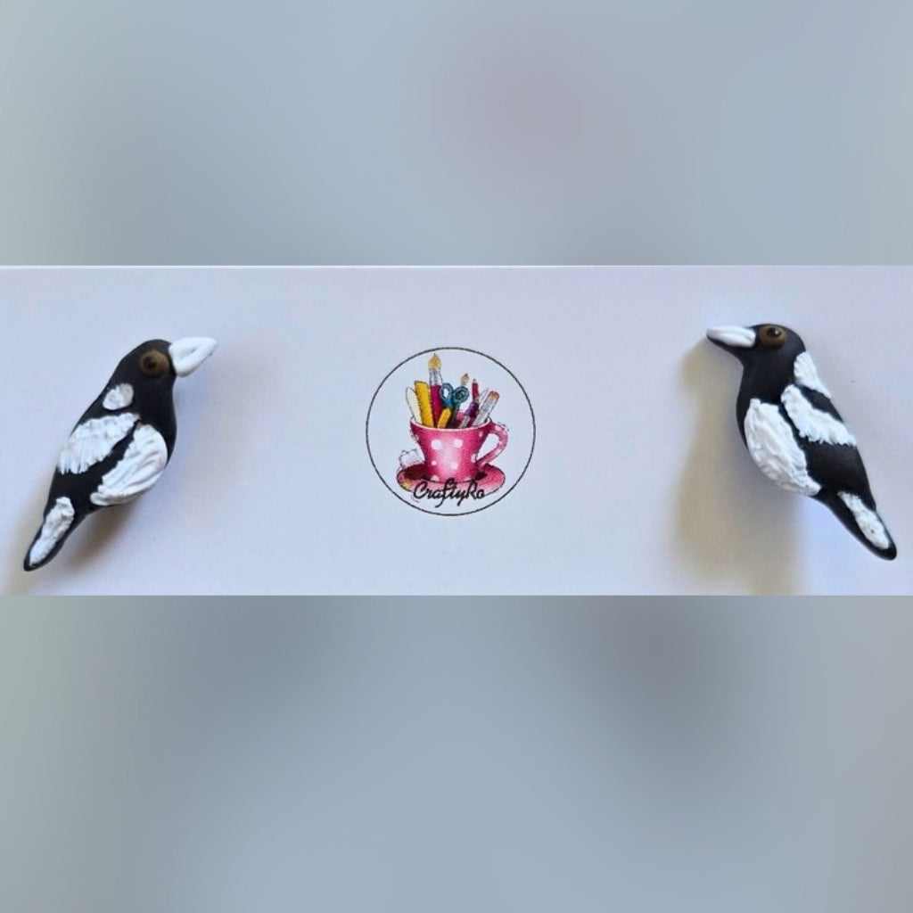 Australian Black and White Magpie Earrings