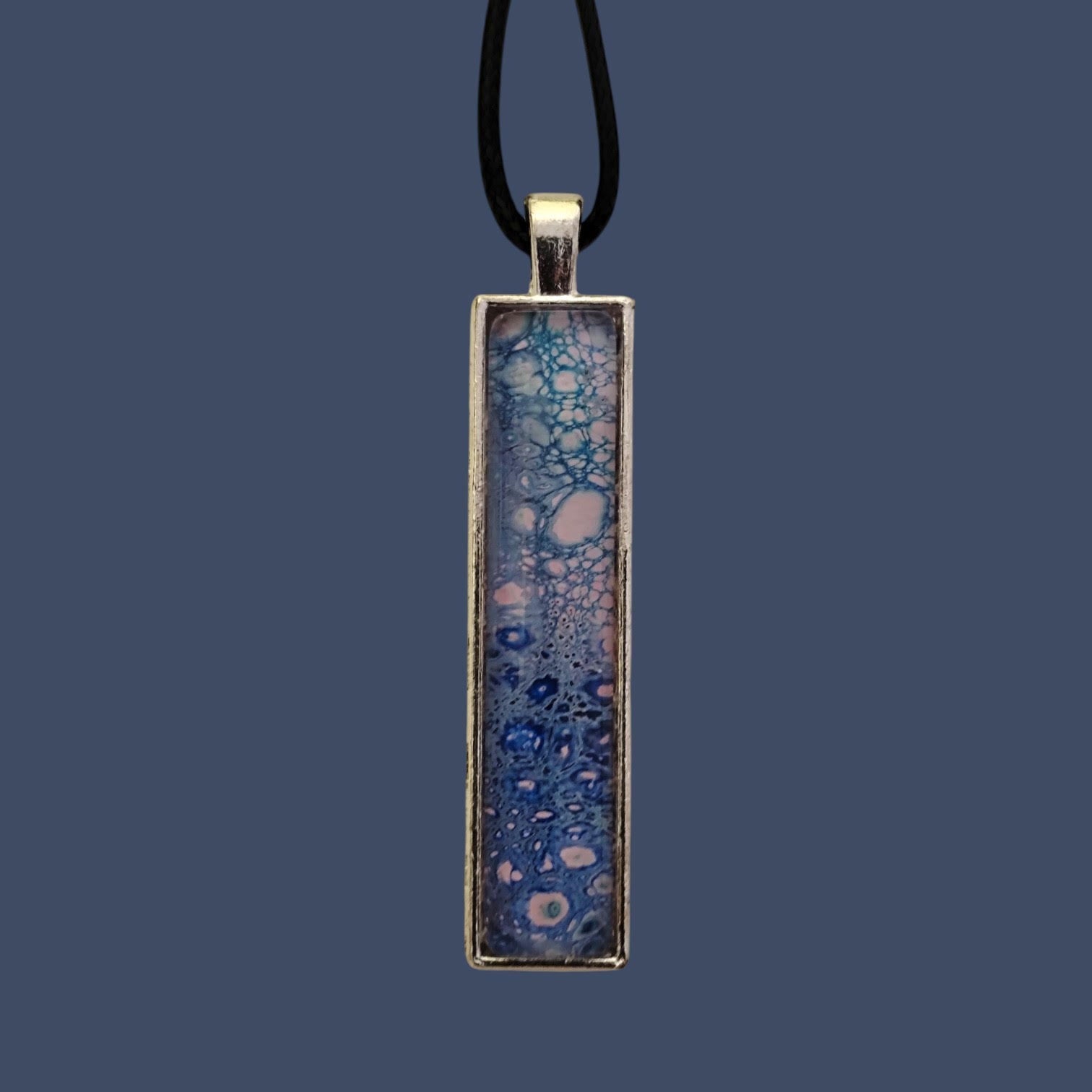 Blue Hand Painted Pendant Necklace