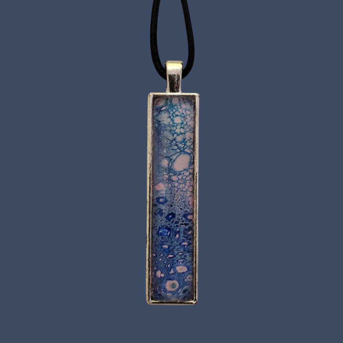 Blue Hand Painted Pendant Necklace