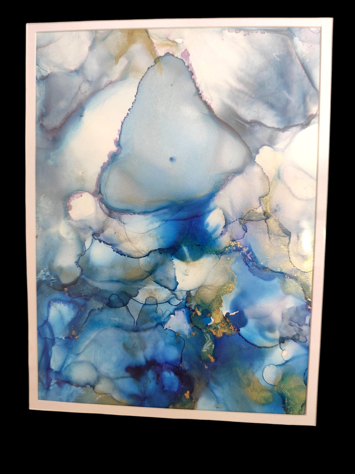 Blue Alcohol Ink Painting – Framed Wall Art