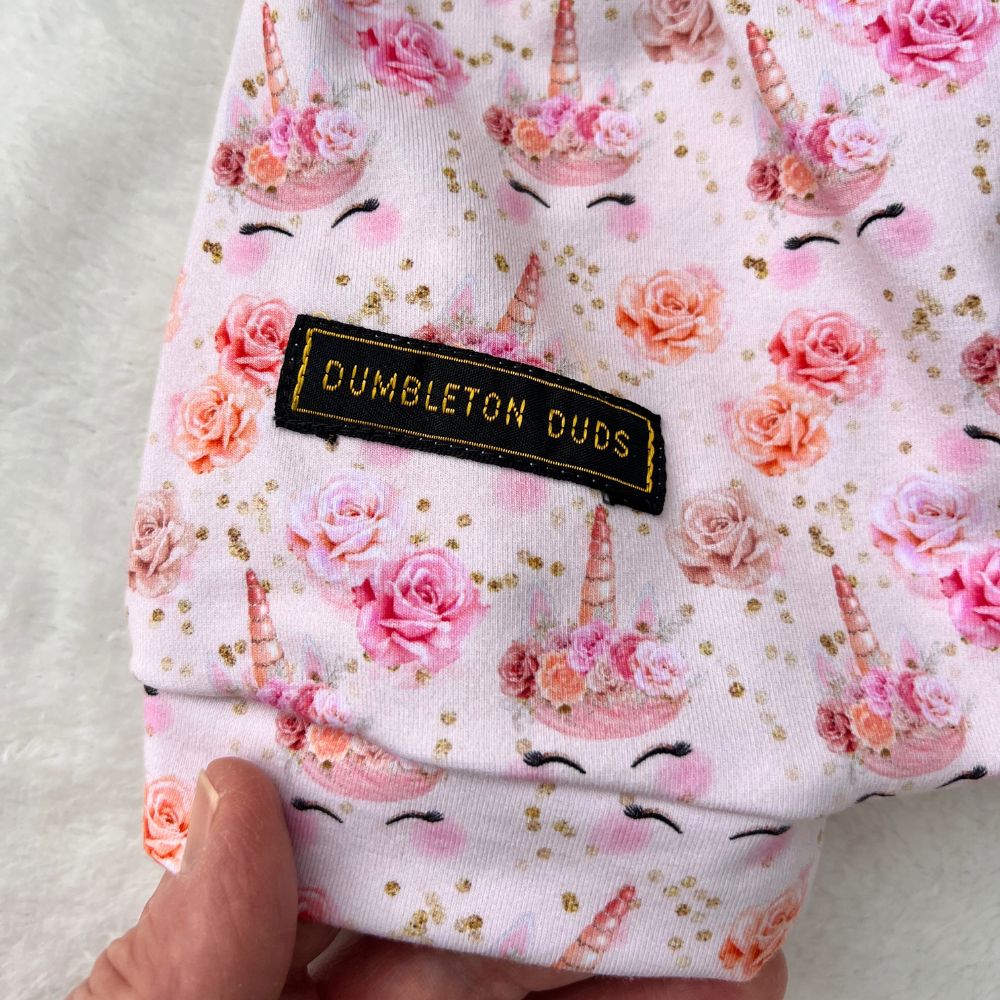 Unicorns (small print) | Sizes 000, 00, 0 | Handmade Baby Pants by Dumbleton Duds | FREE Postage Orders $50+