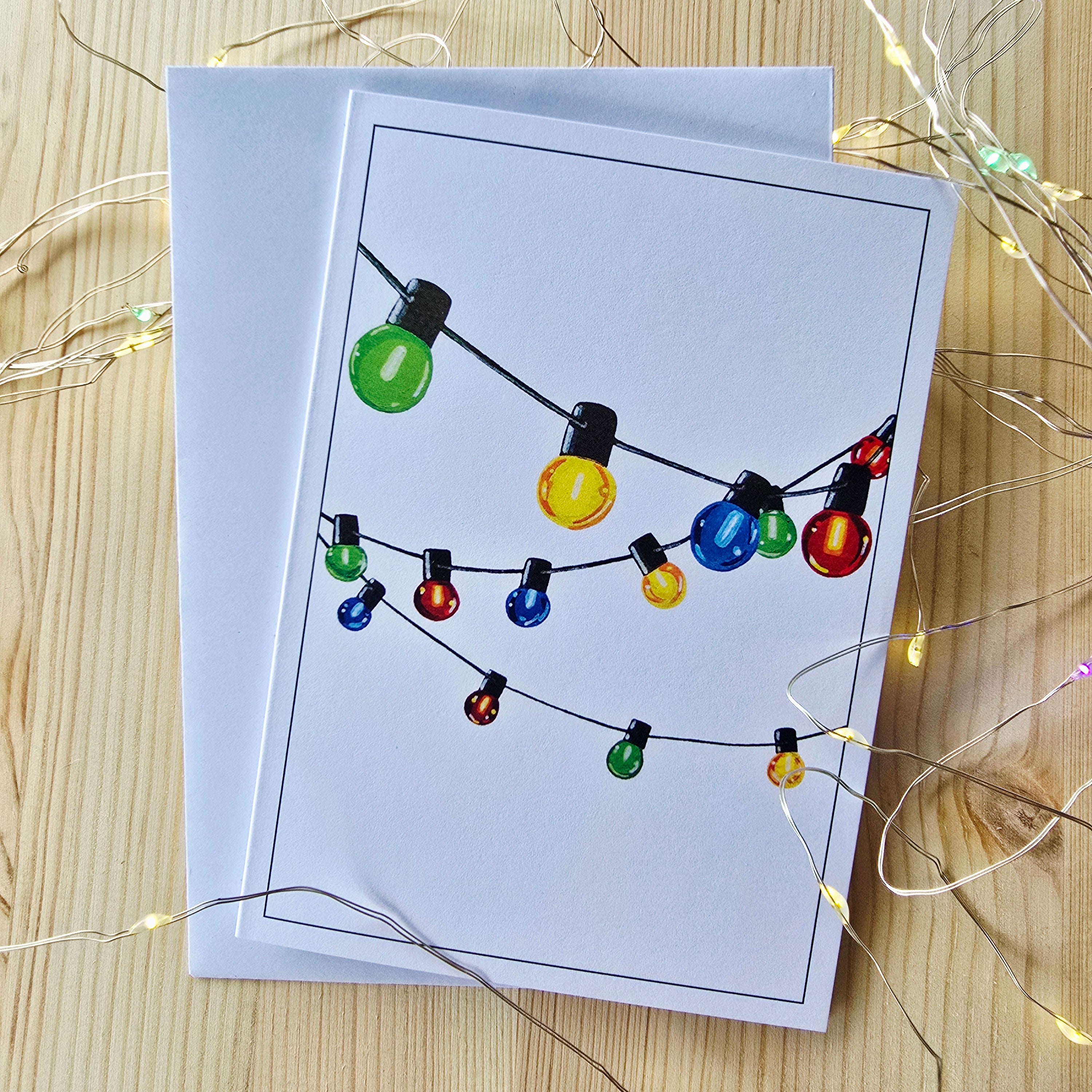 Christmas Lights Gift Wrap and Card Set
