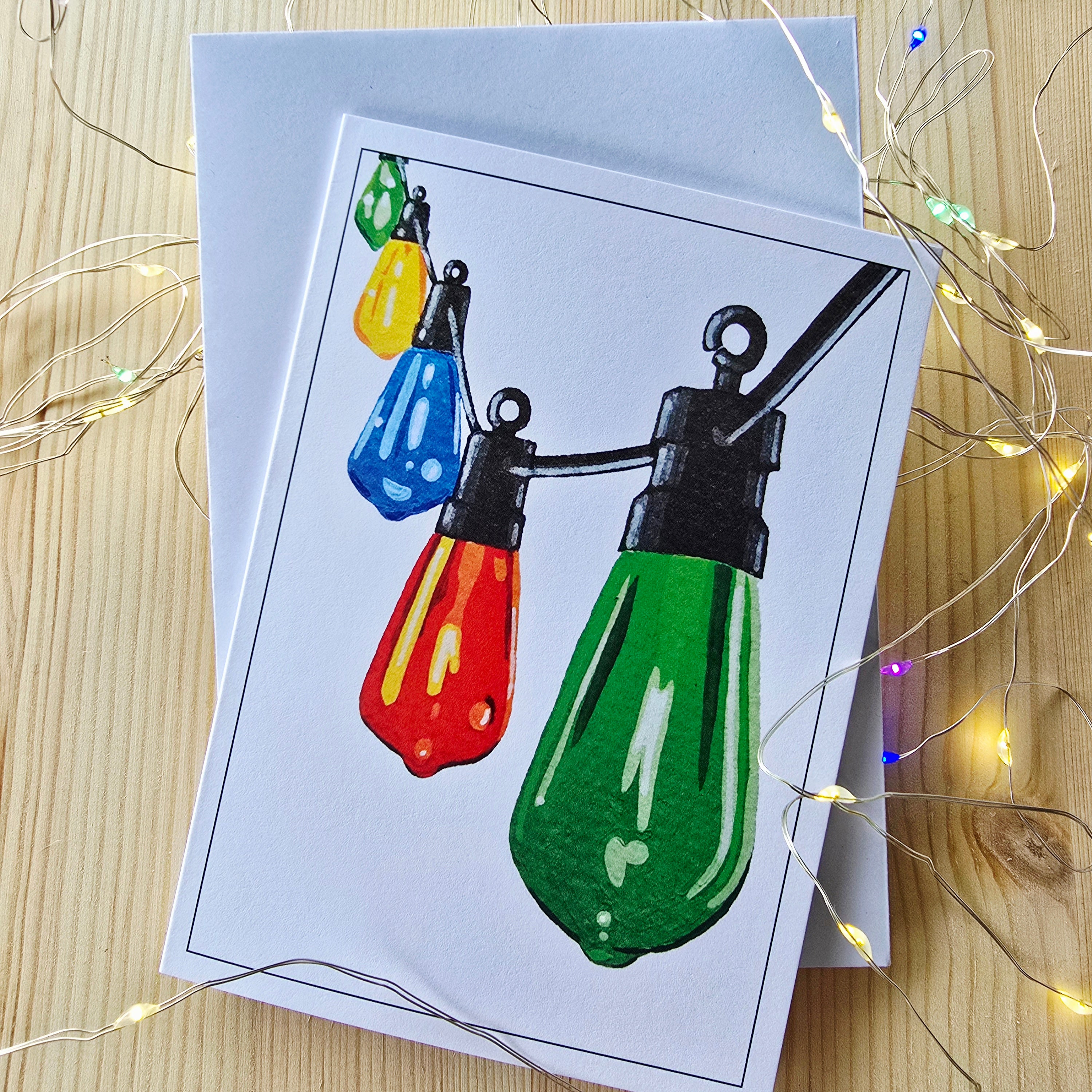 Christmas Lights Gift Wrap and Card Set