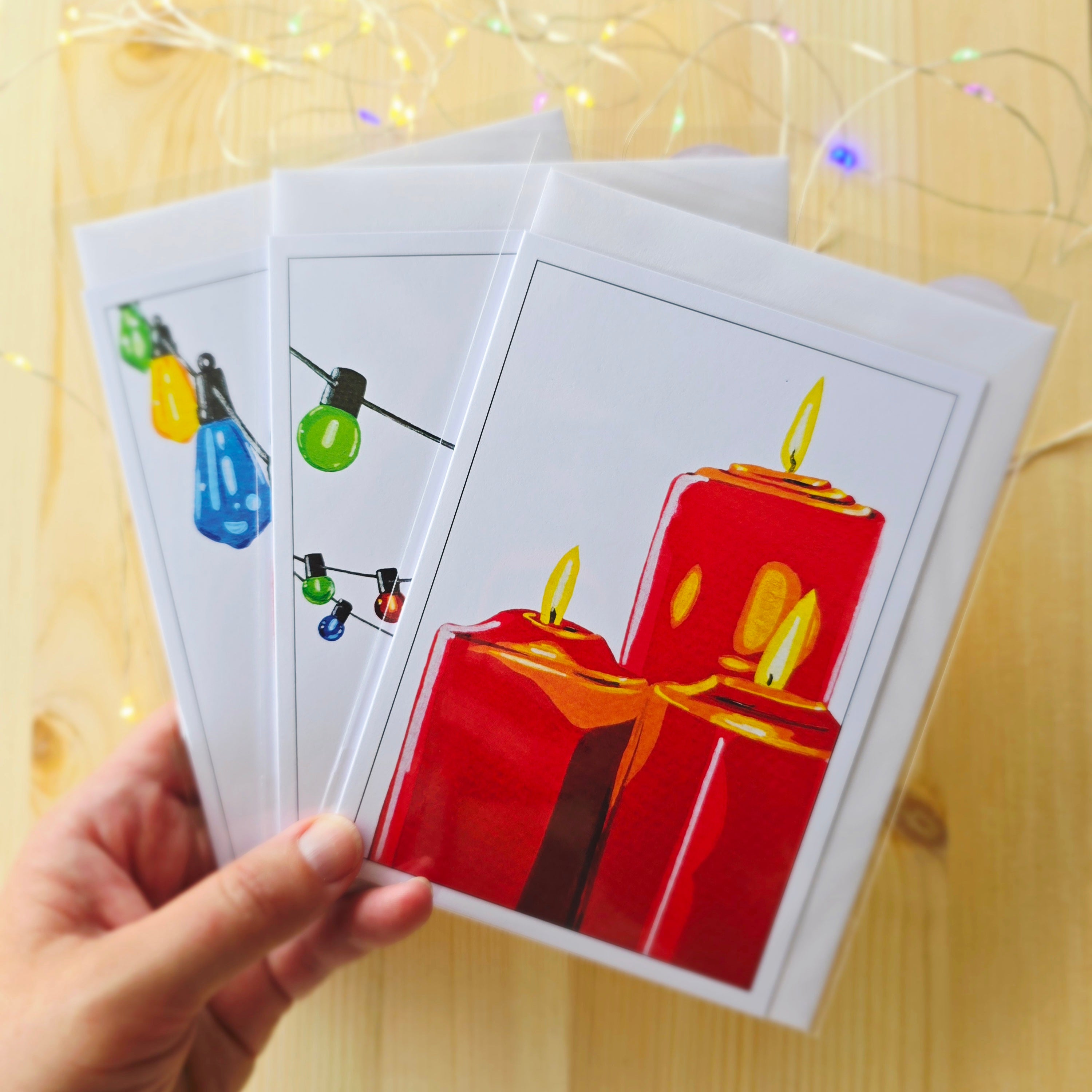 Christmas Lights Gift Wrap and Card Set