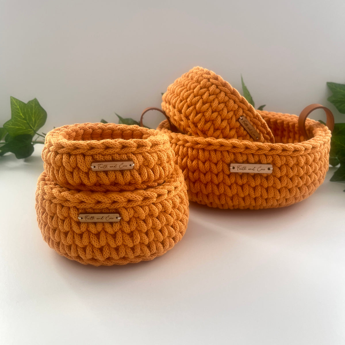 Mini basket - crocheted - colour Orange