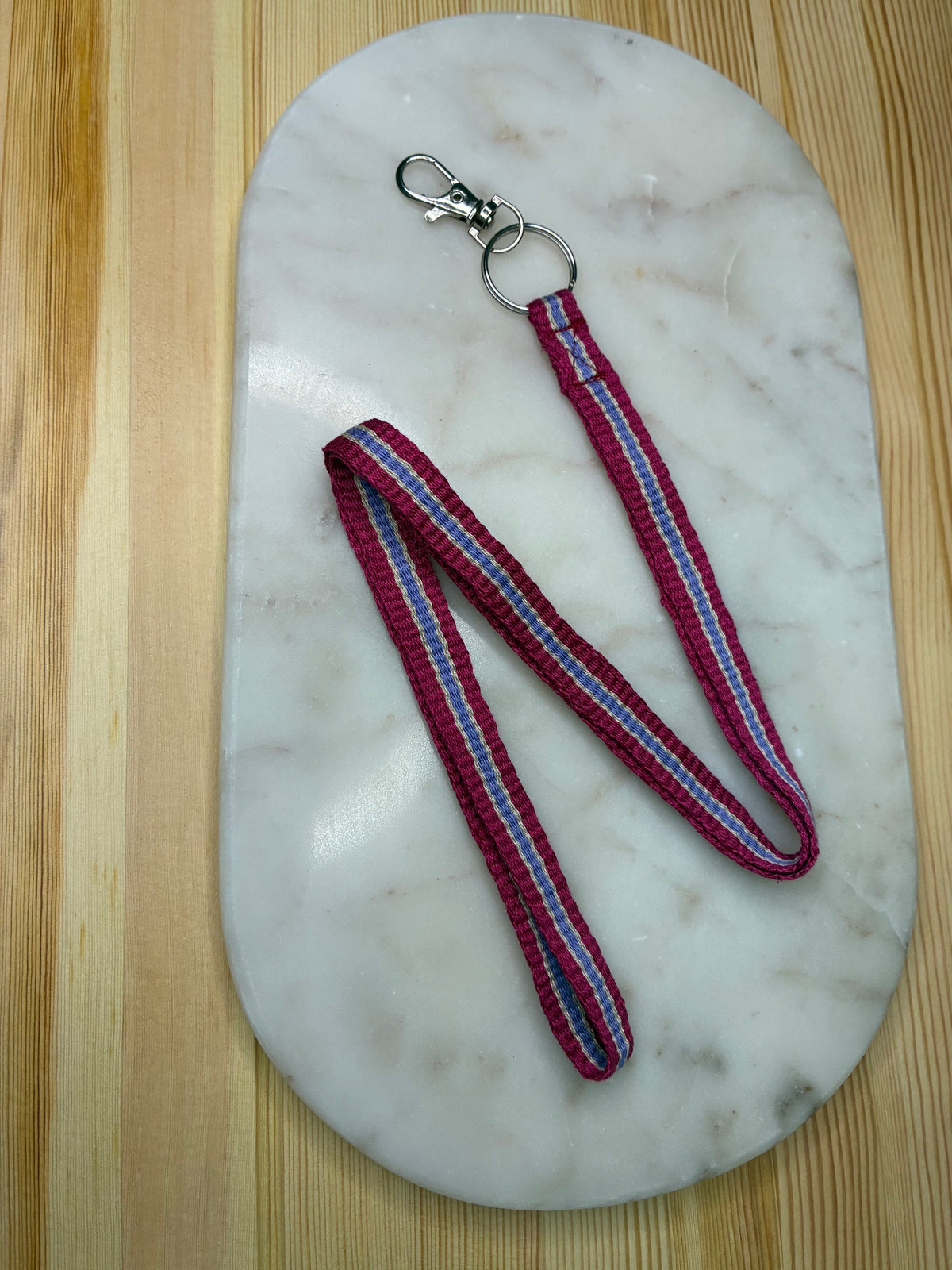 A Little Loom Magic - Raspberry Handwoven Lanyard