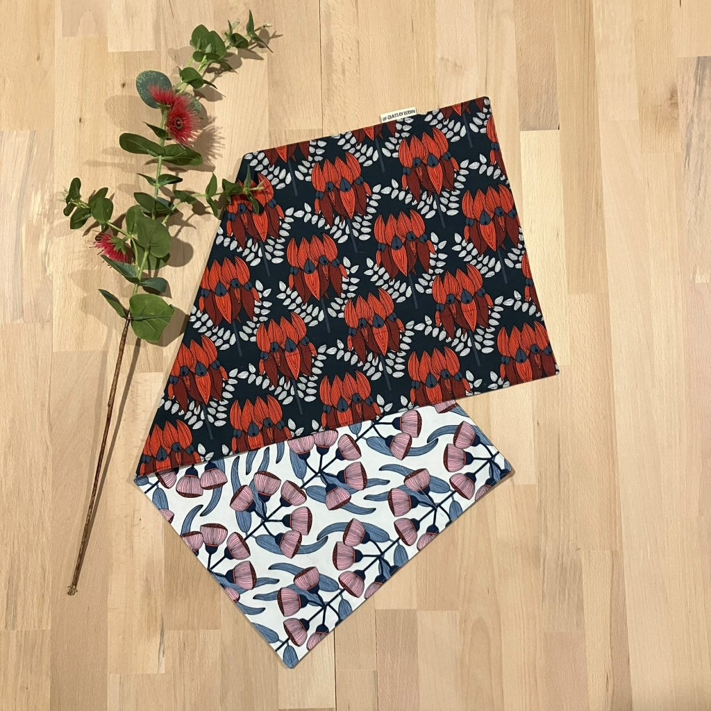 handmade Australian reversible - sturt's desert pea & gum flowers