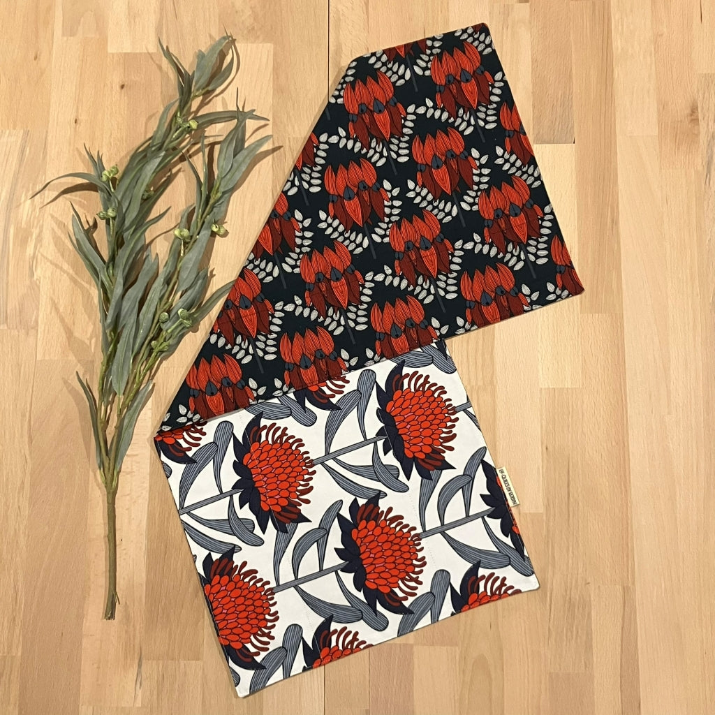 handmade Australian native reversible - waratah & sturts desert pea