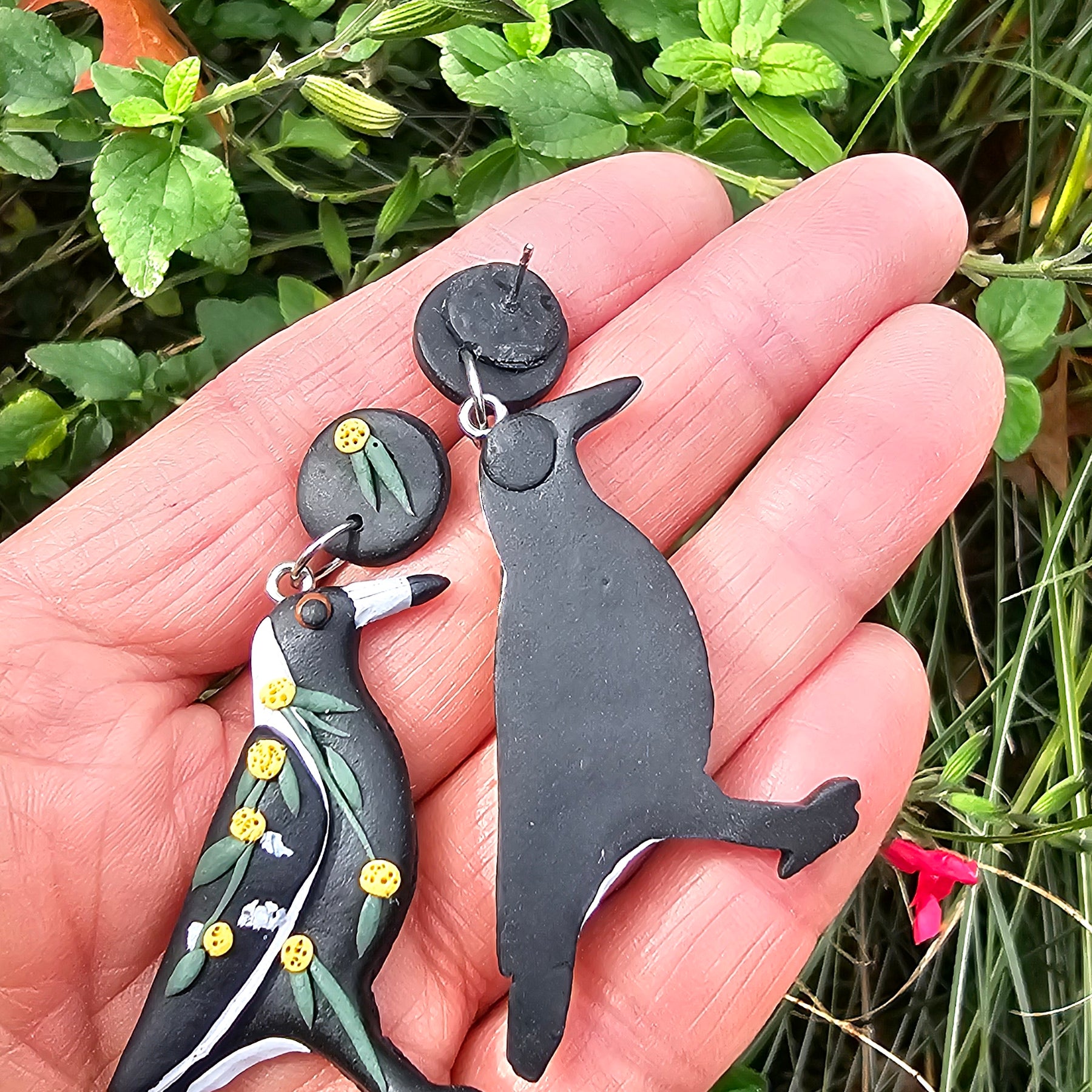 Magpie Earrings, Hand Made Australiana Jewelery.