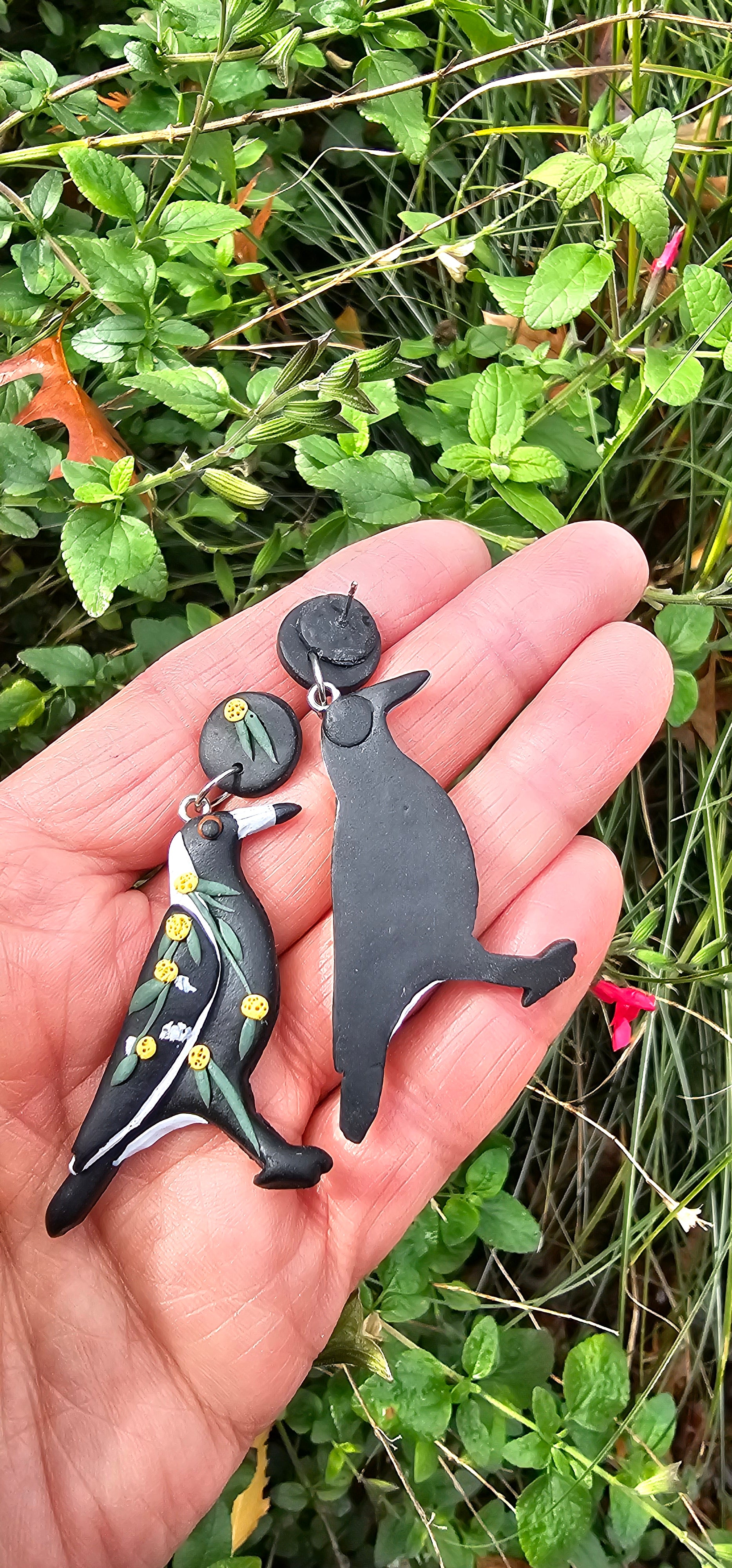 Magpie Earrings, Hand Made Australiana Jewelery.