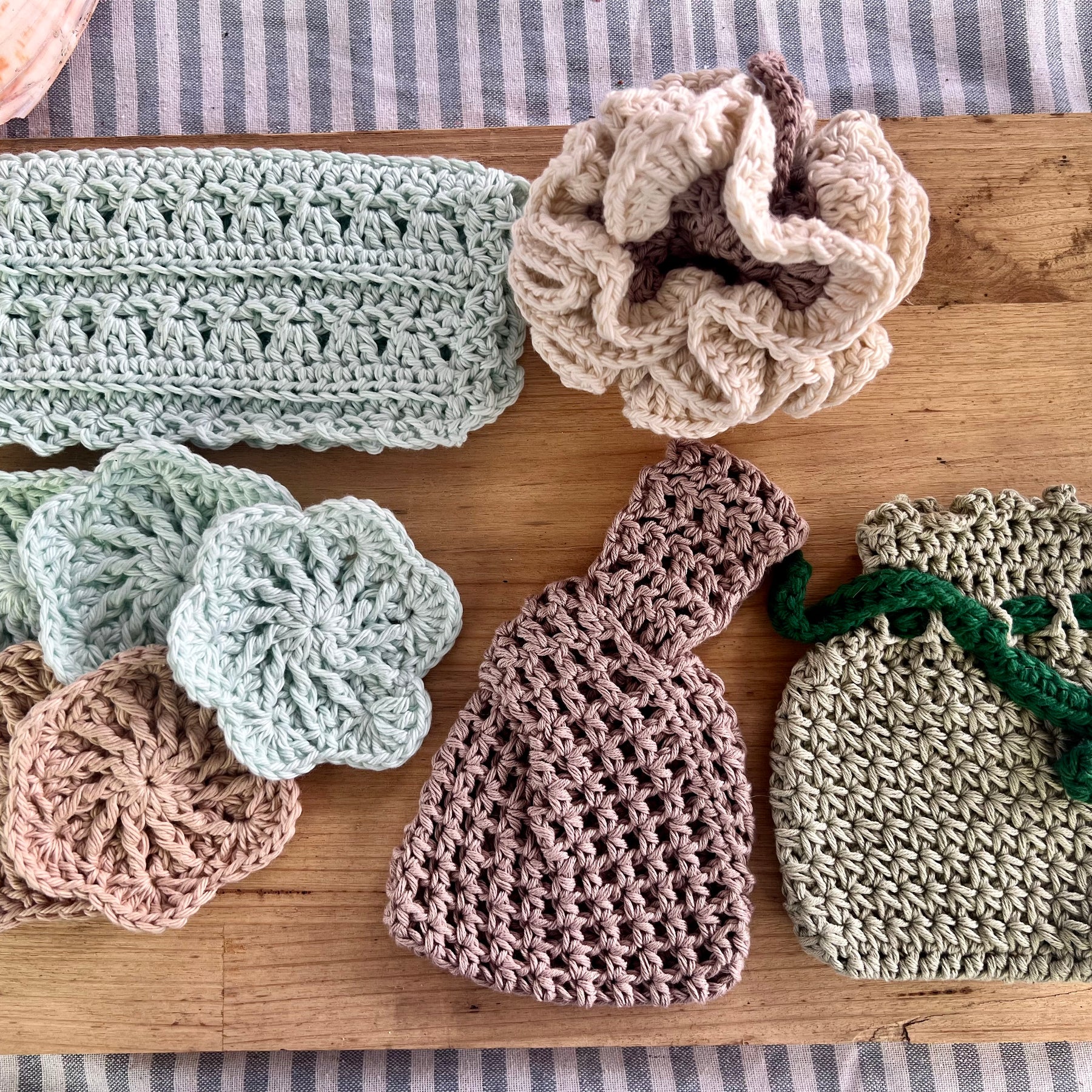 Self Care Gift Set, Crochet Bath Set, Eco Friendly Self Care Gift, Beach House Gift