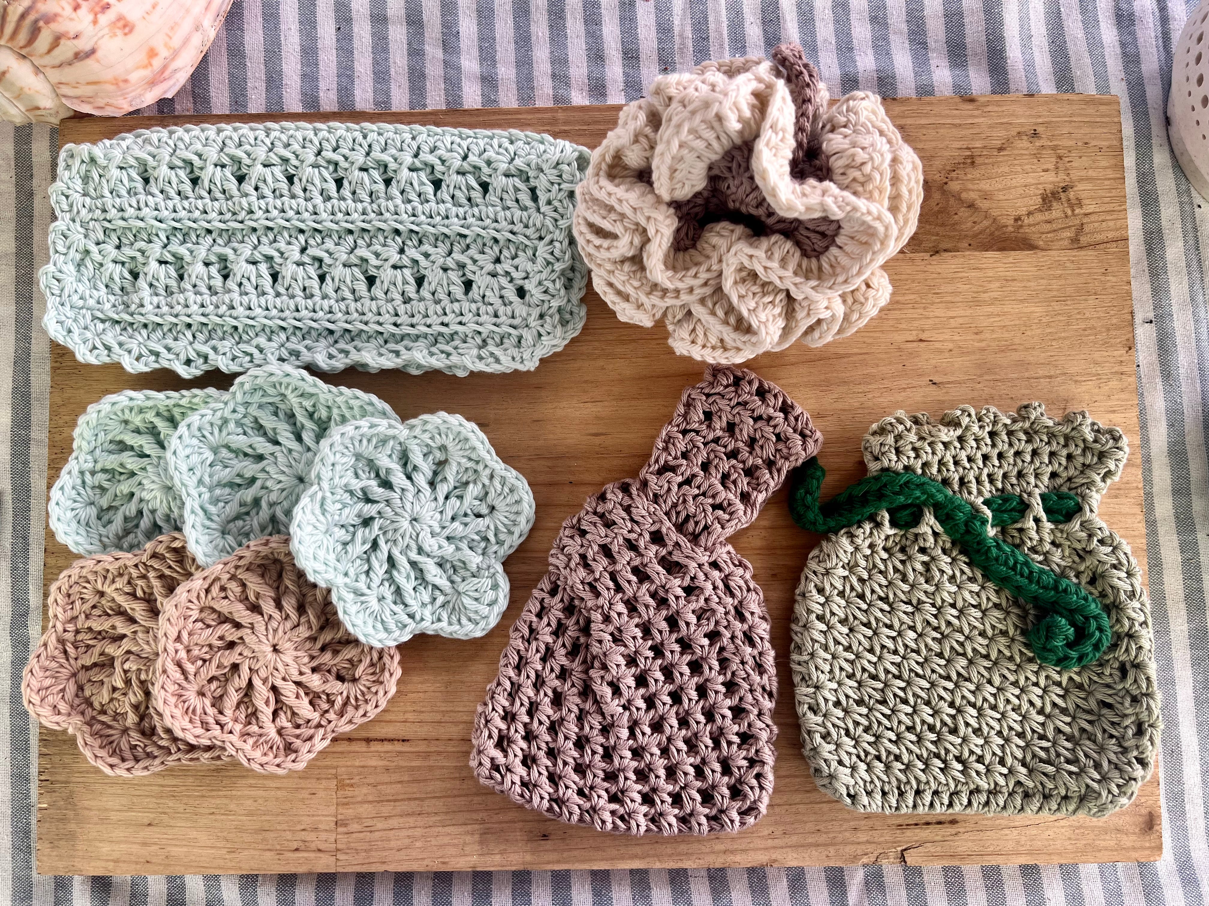 Self Care Gift Set, Crochet Bath Set, Eco Friendly Self Care Gift, Beach House Gift