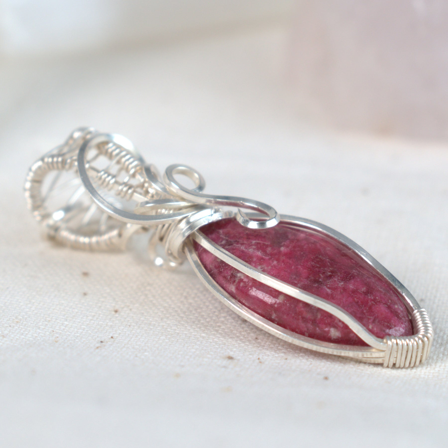 Wire Wrapped Thulite Keepsake Pendant