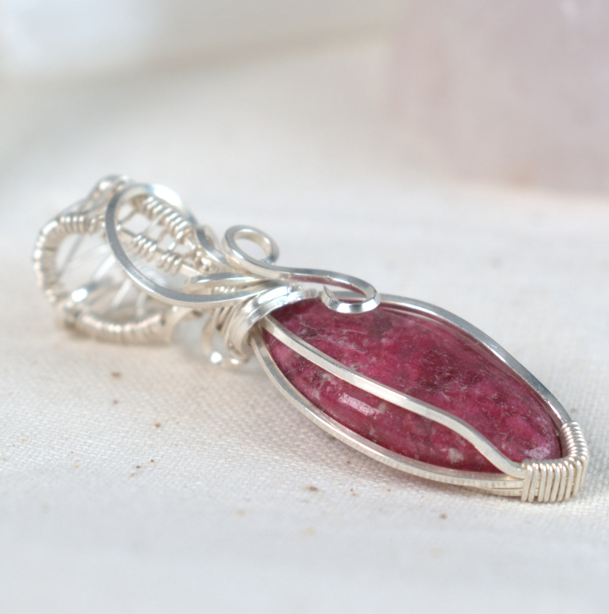 Wire Wrapped Thulite Keepsake Pendant