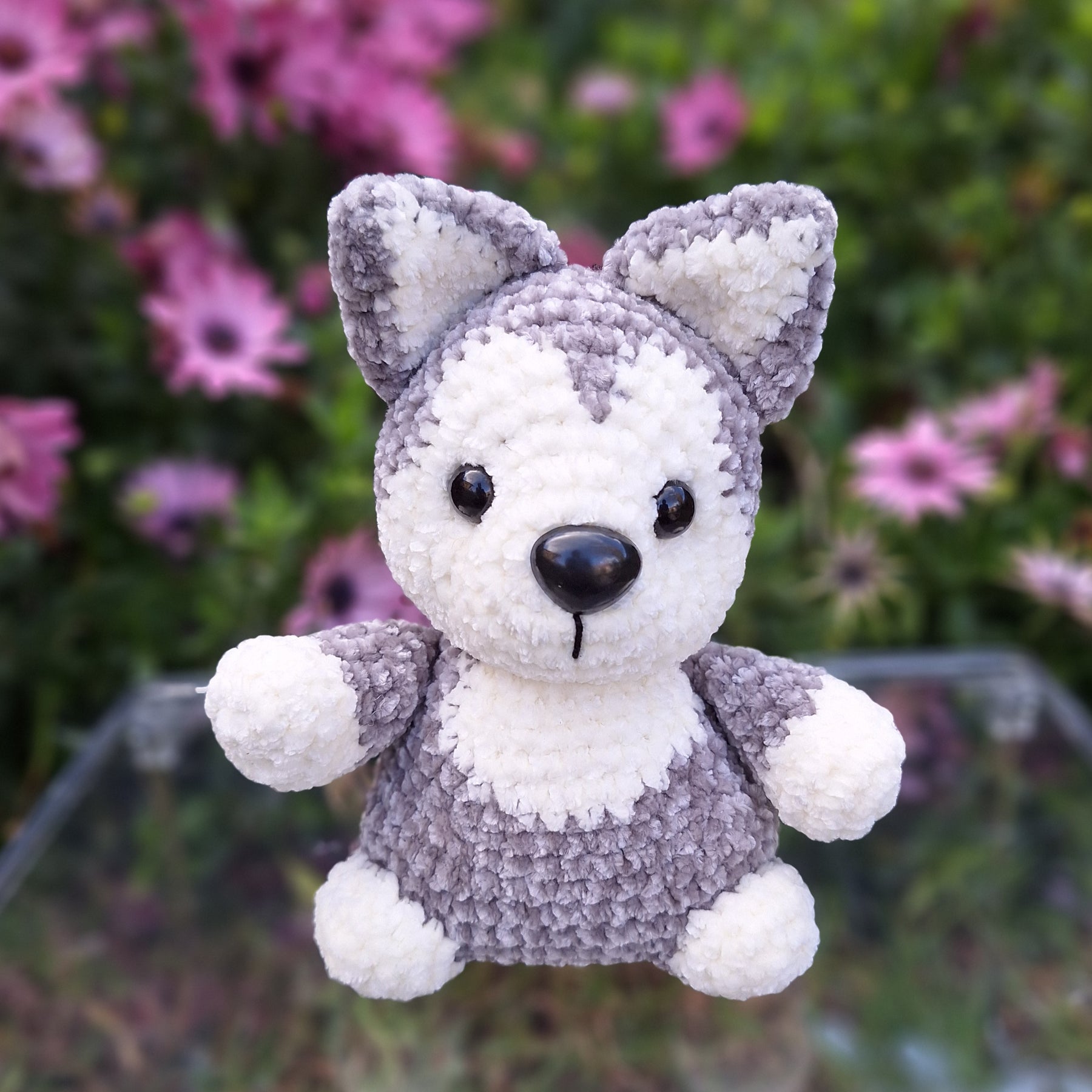 Crocheted Velvet Toy Dog – Soft & Cuddly Handmade Plush