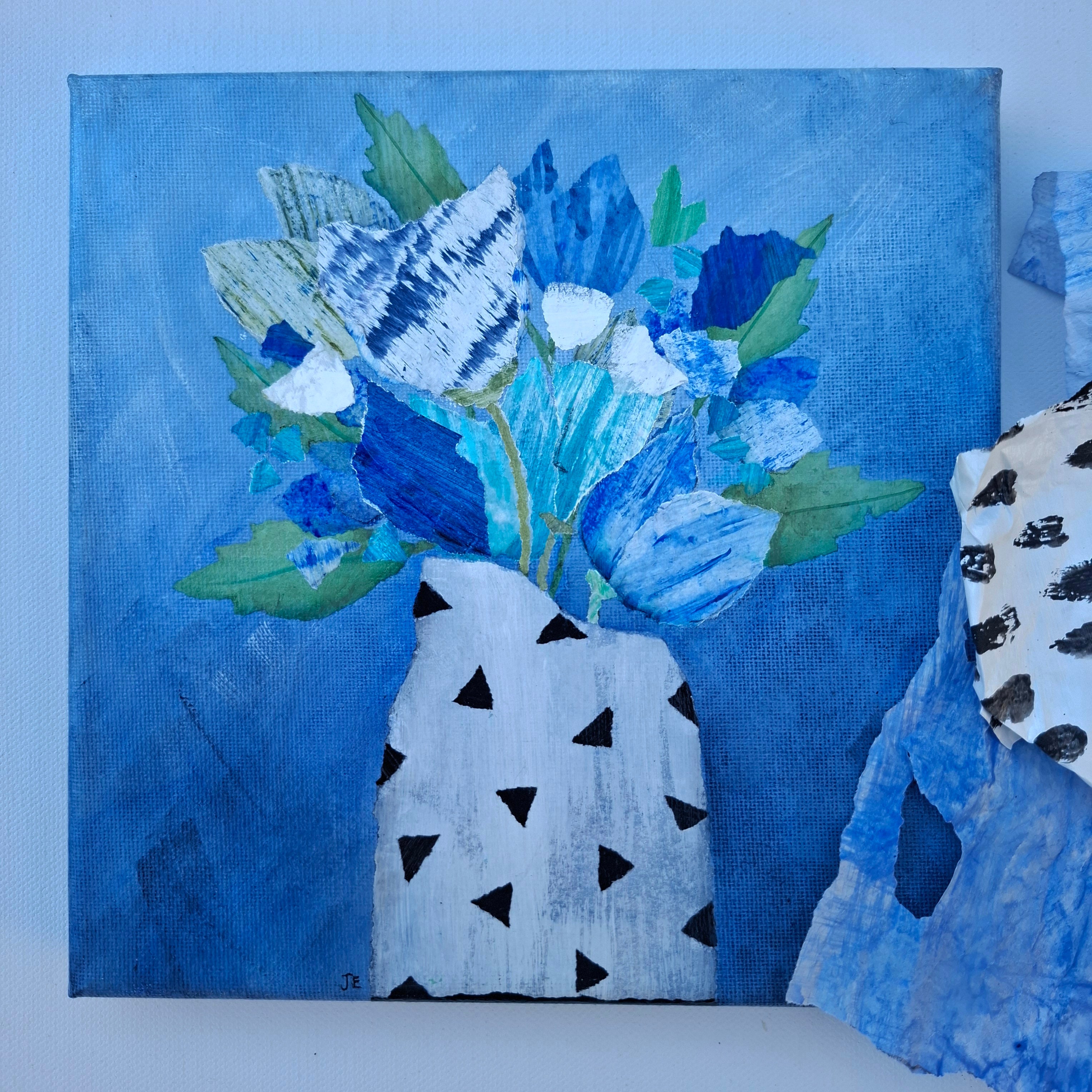 ORIGINAL ARTWORK - Splash of Blue - 20cm x 20cm