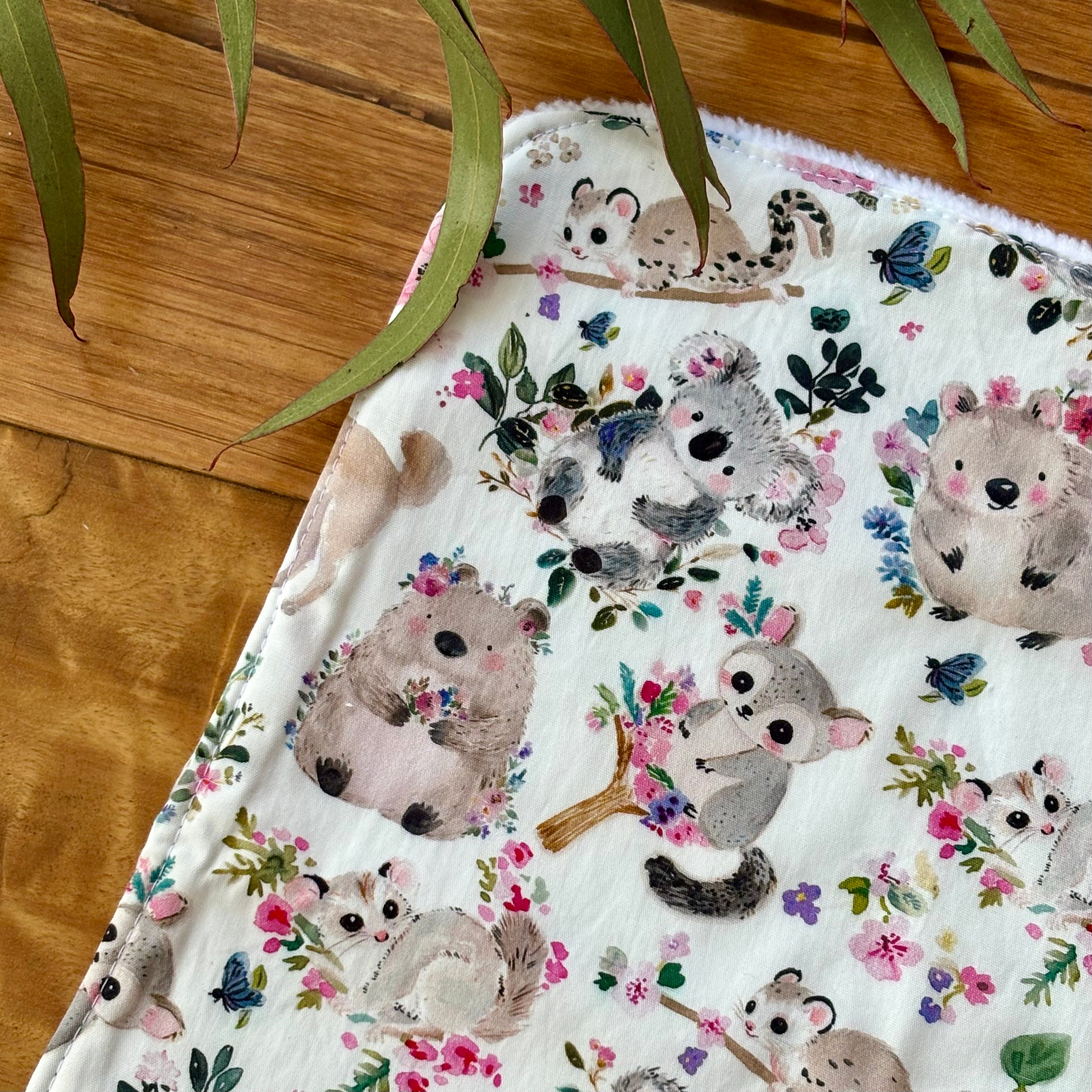 Baby Bib and Burp Cloth Set | Floral Friends | Ready to Ship