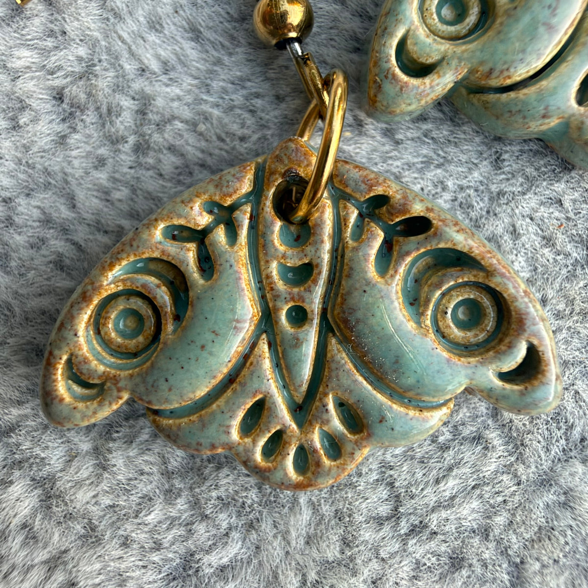 Earrings Bohemian Ceramic Moth Dangles