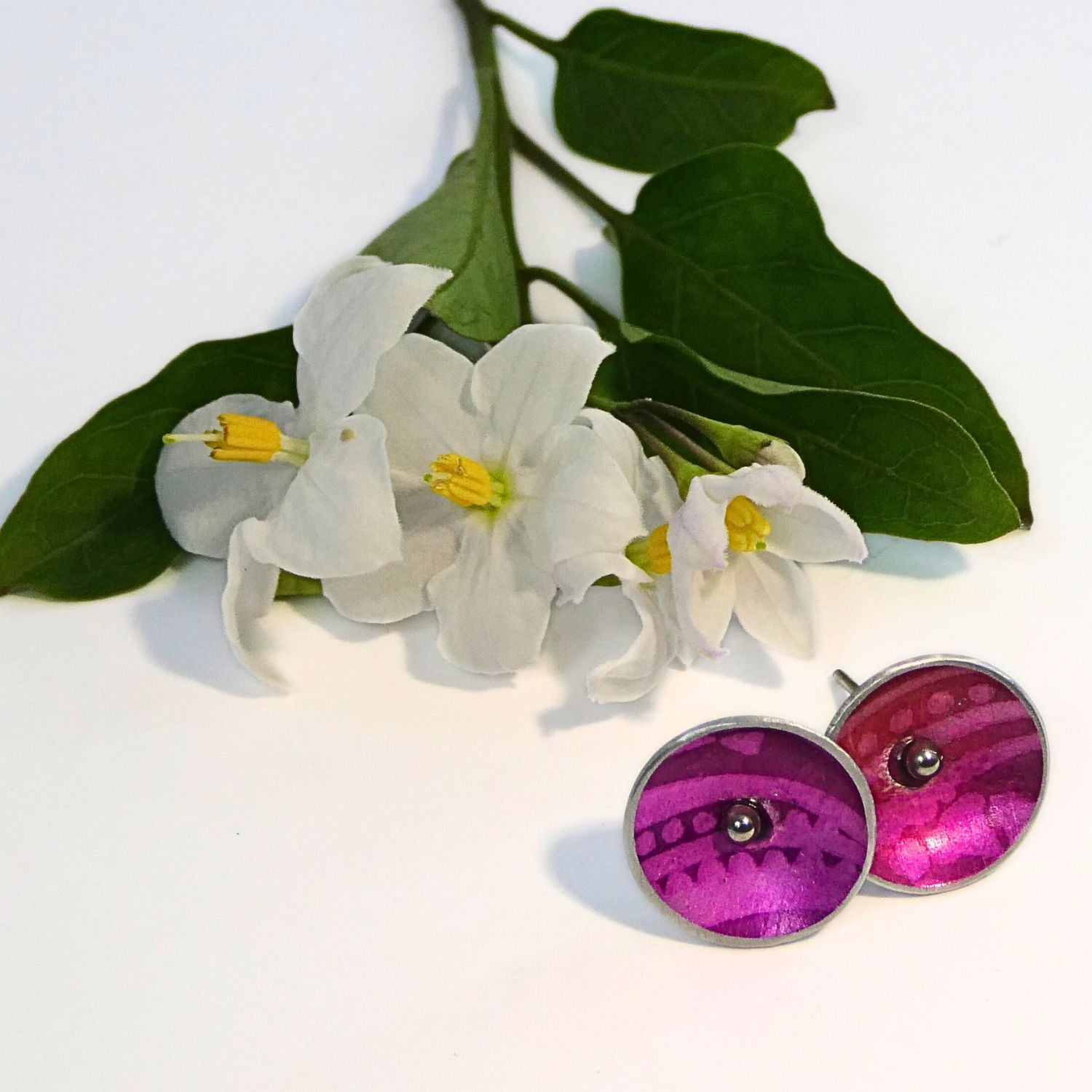 Anodised aluminium stud earrings Aztec Aura Collection