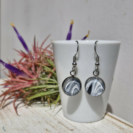 Black & White Stainless Steel Earrings