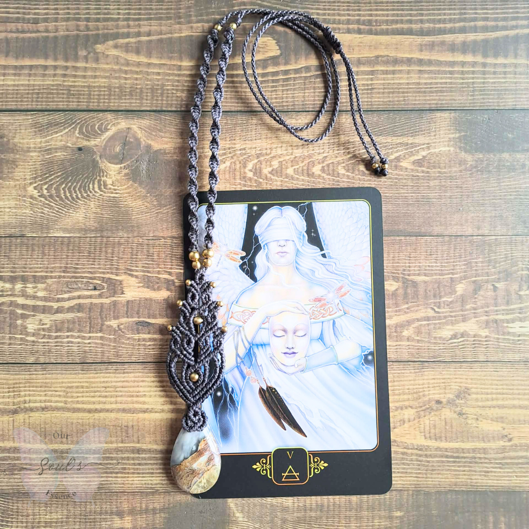 Purple Chalcedony Micro Macramé Necklace