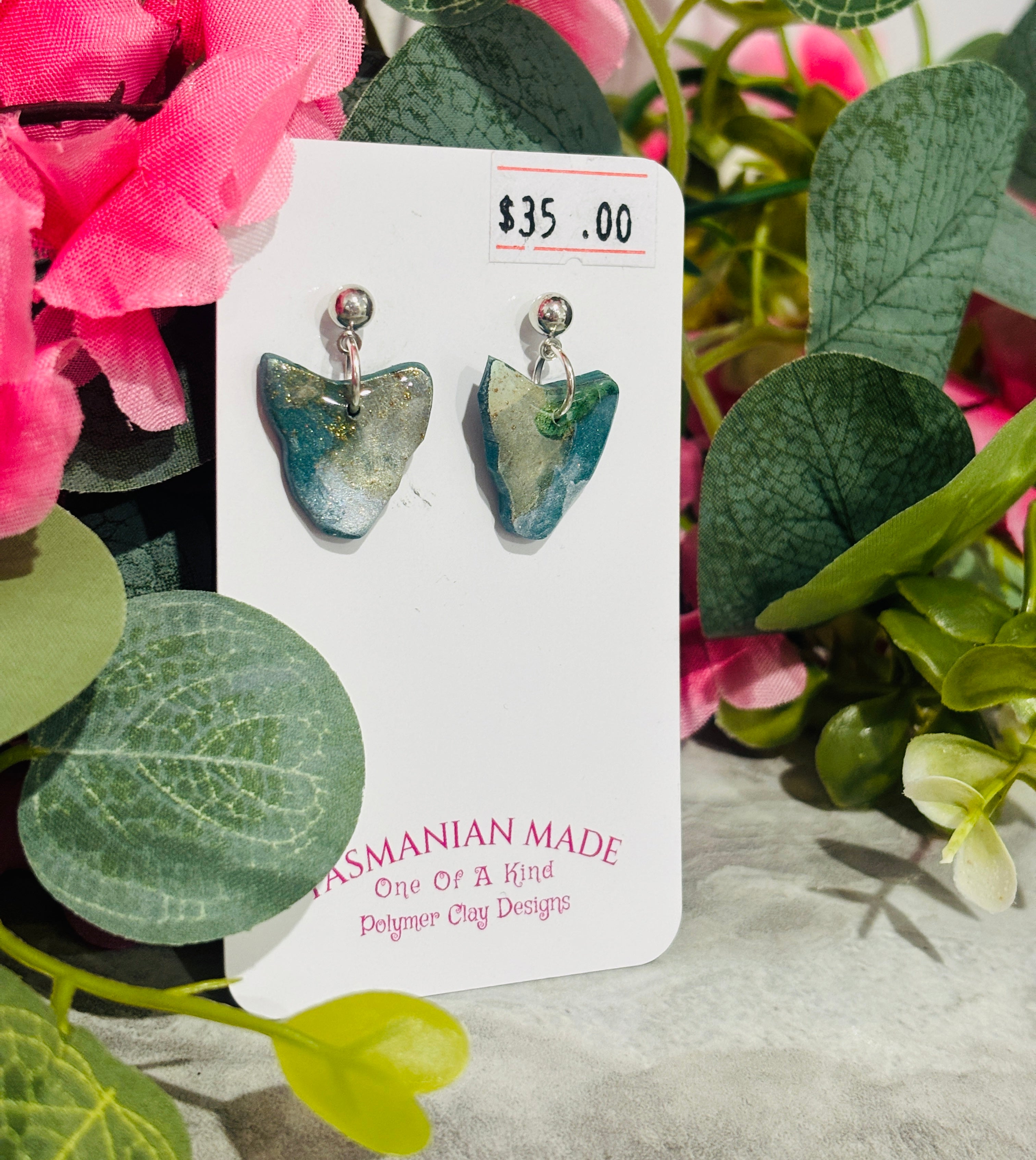 Tasmania Shaped Earrings | Handmade Polymer Clay Stud Dangle Earrings