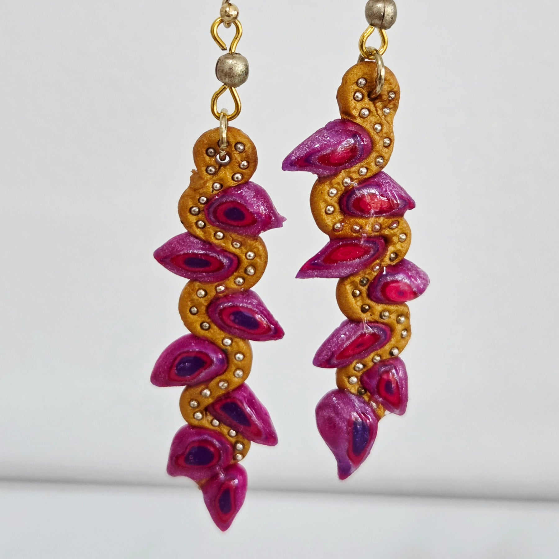 Pink and Gold Statement Earrings