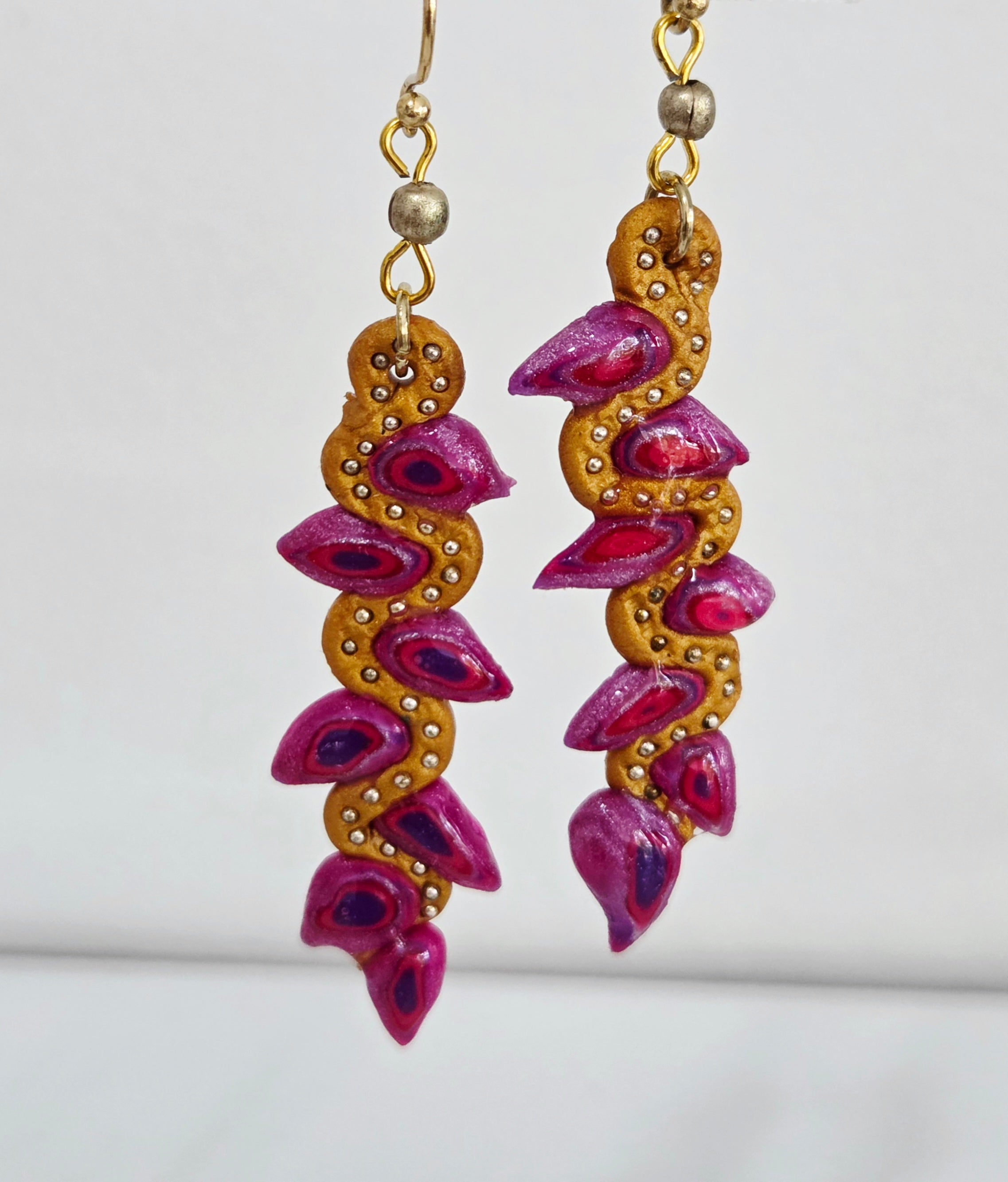Pink and Gold Statement Earrings