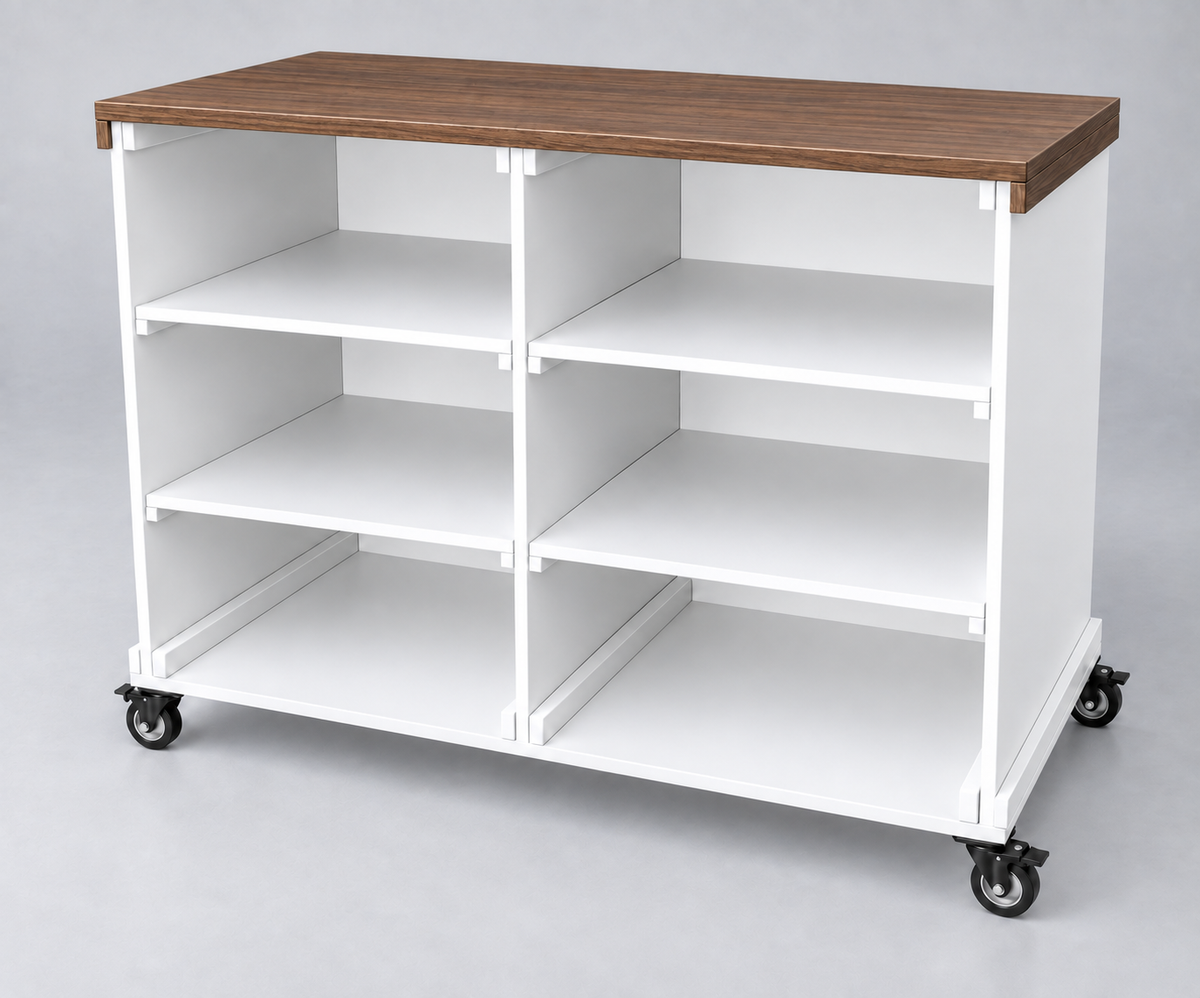 Flat Pack Panel Style Mobile Event Cart - White