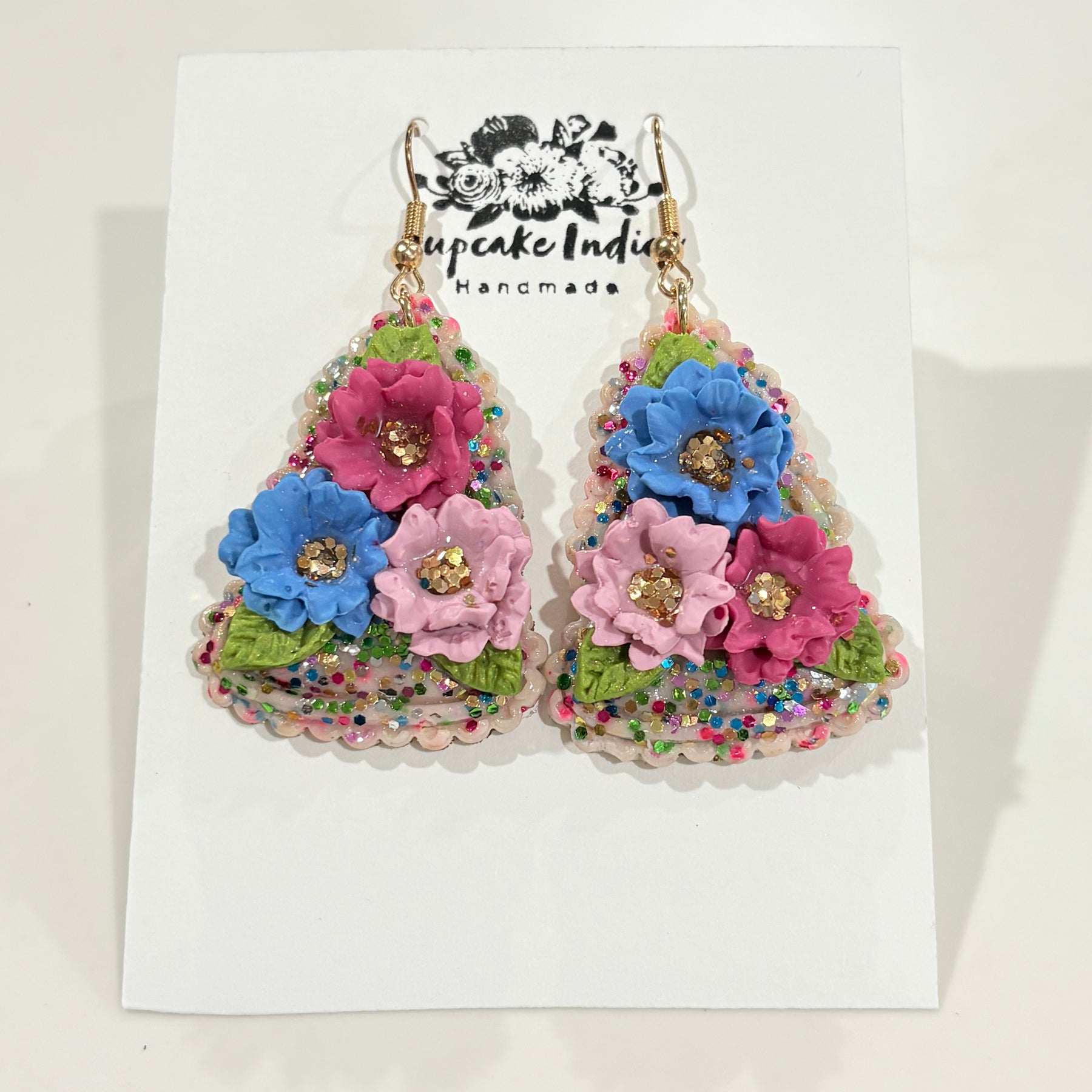 Floral Colourful Christmas Tree Earrings