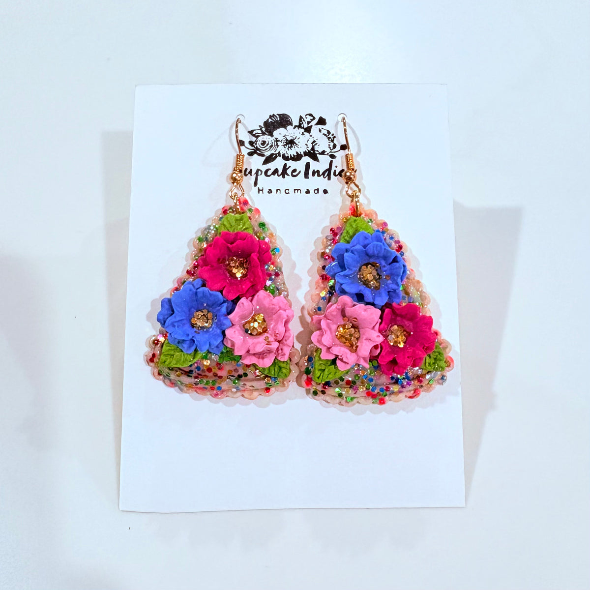 Floral Colourful Christmas Tree Earrings