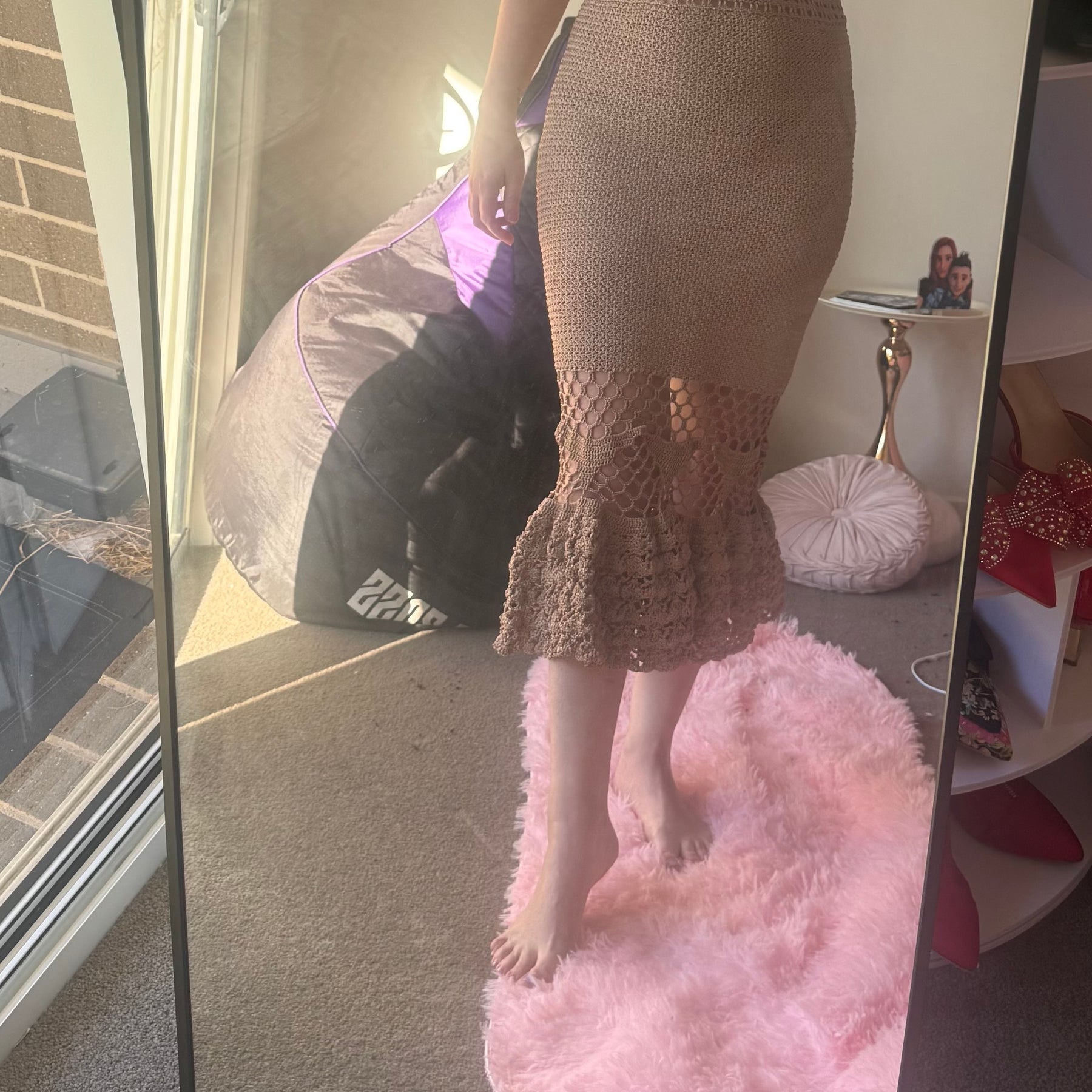 Hand Crochet Mermaid Midi Dress Size 12 14