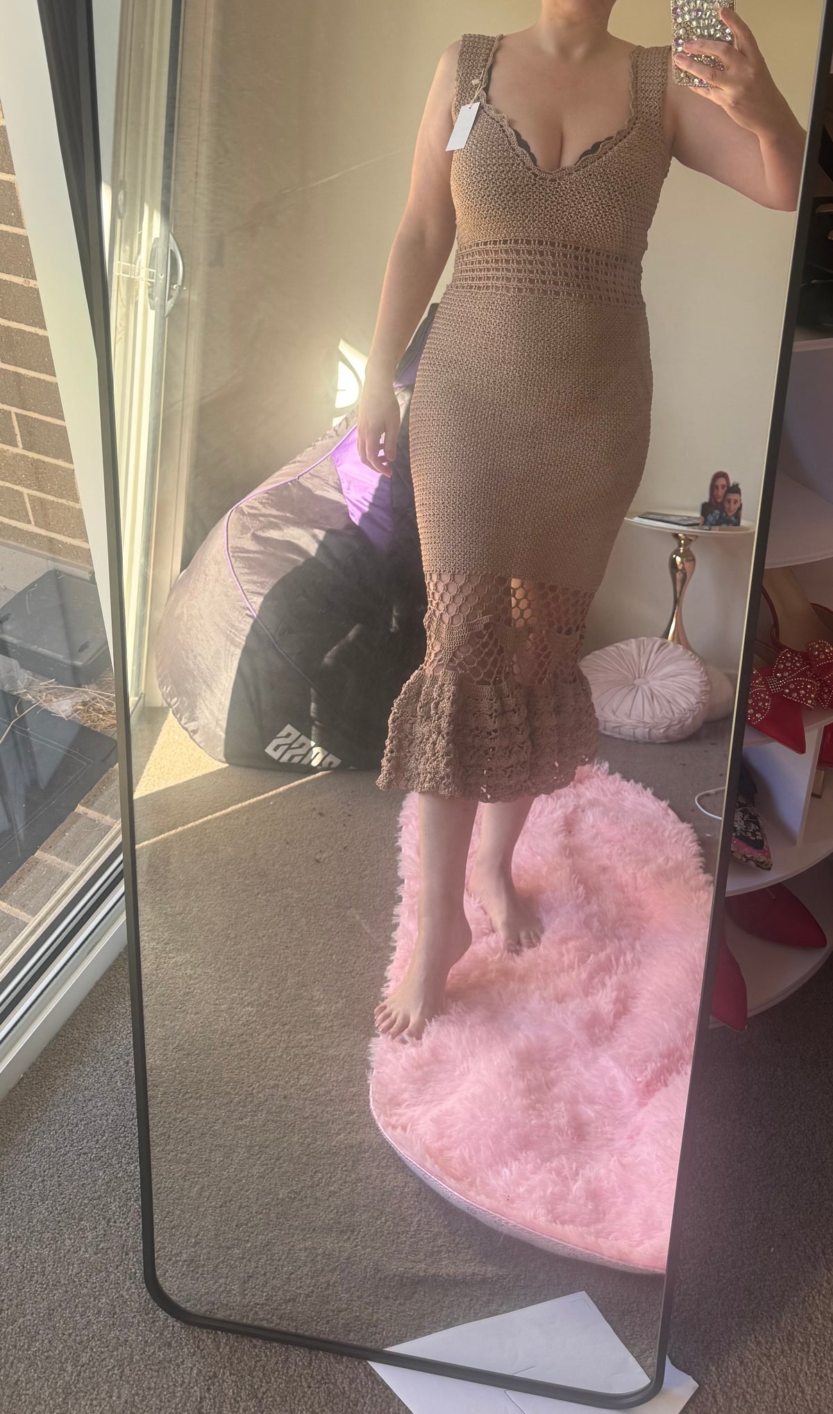 Hand Crochet Mermaid Midi Dress Size 12 14