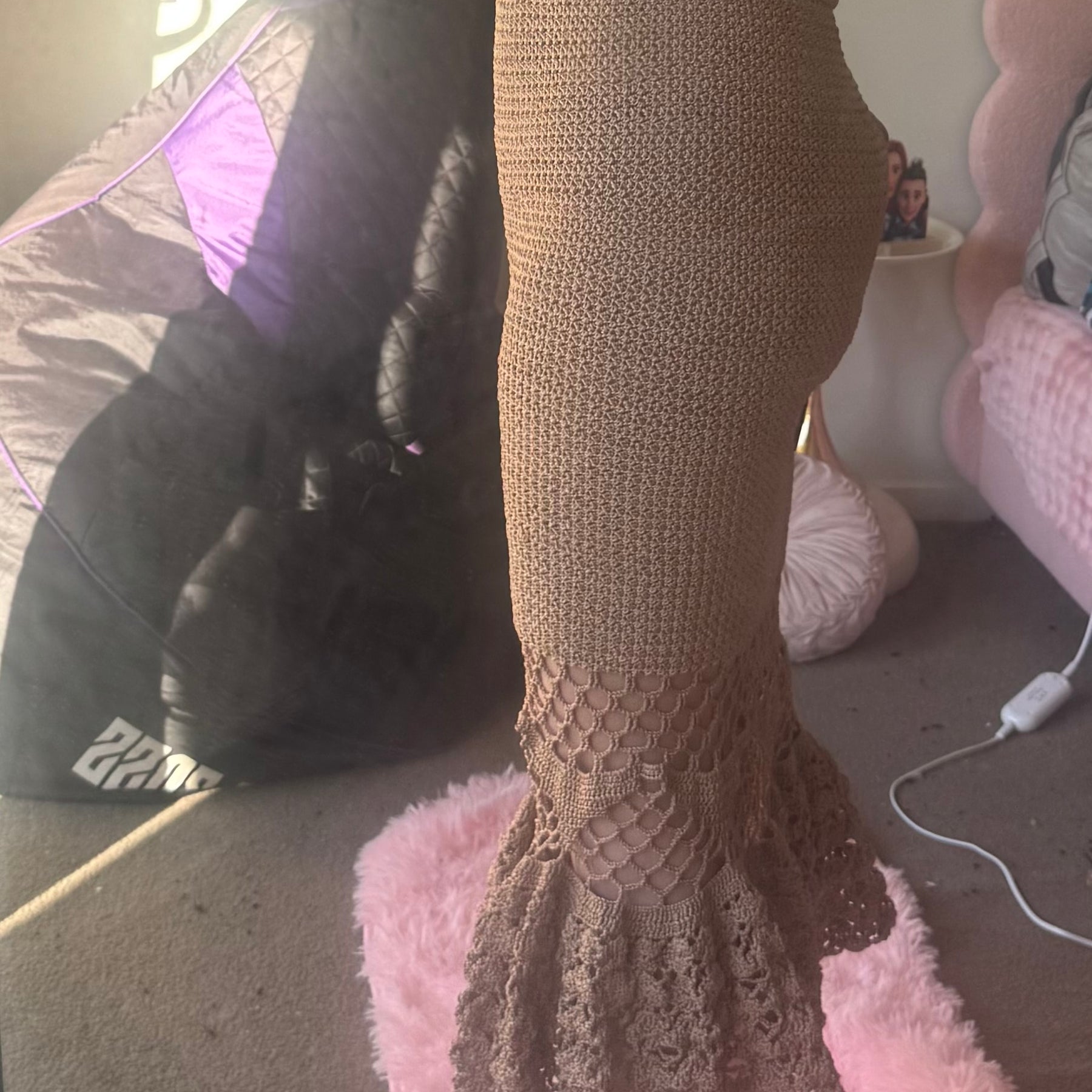 Hand Crochet Mermaid Midi Dress Size 12 14