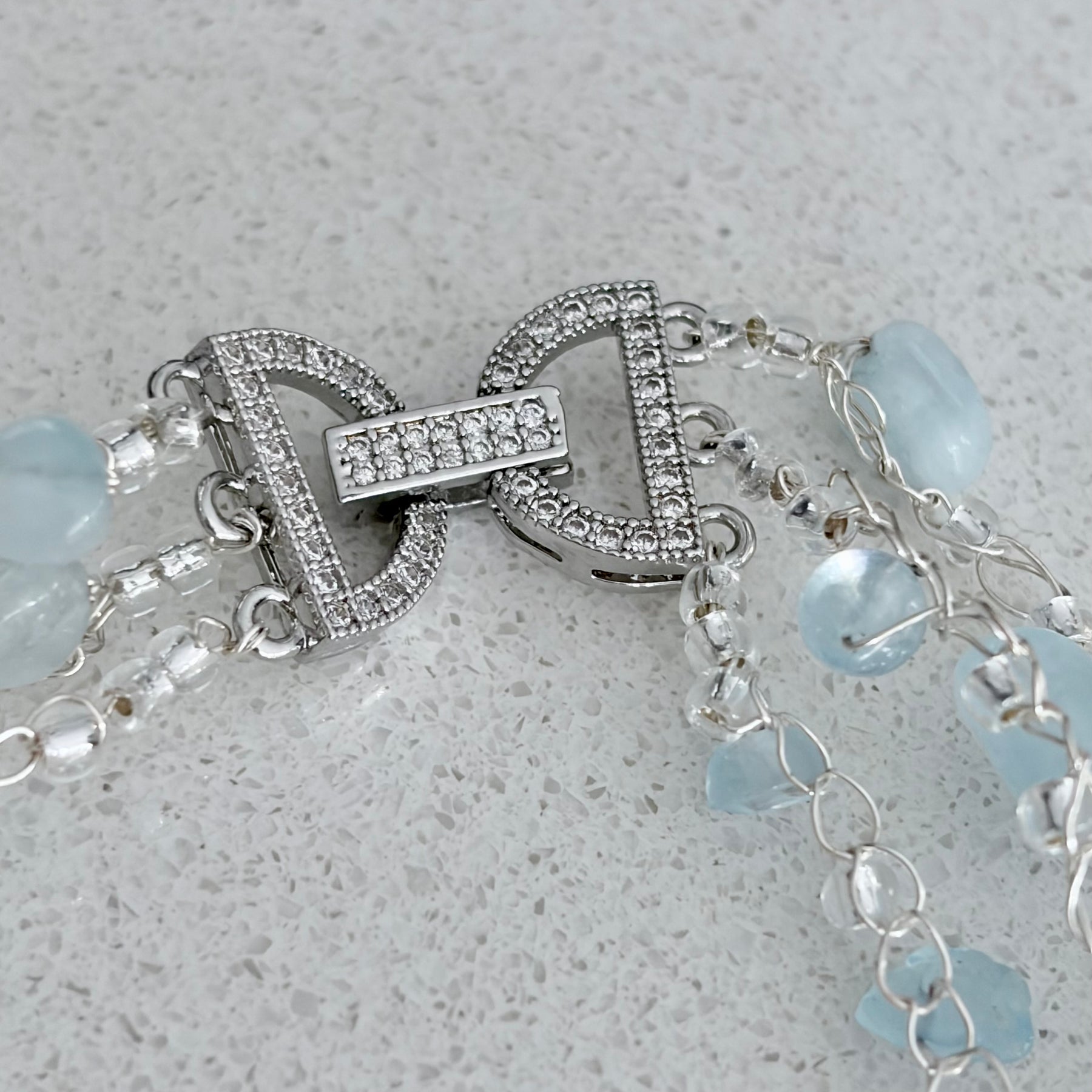 Aquamarine three-layer necklace “Blue Sky”