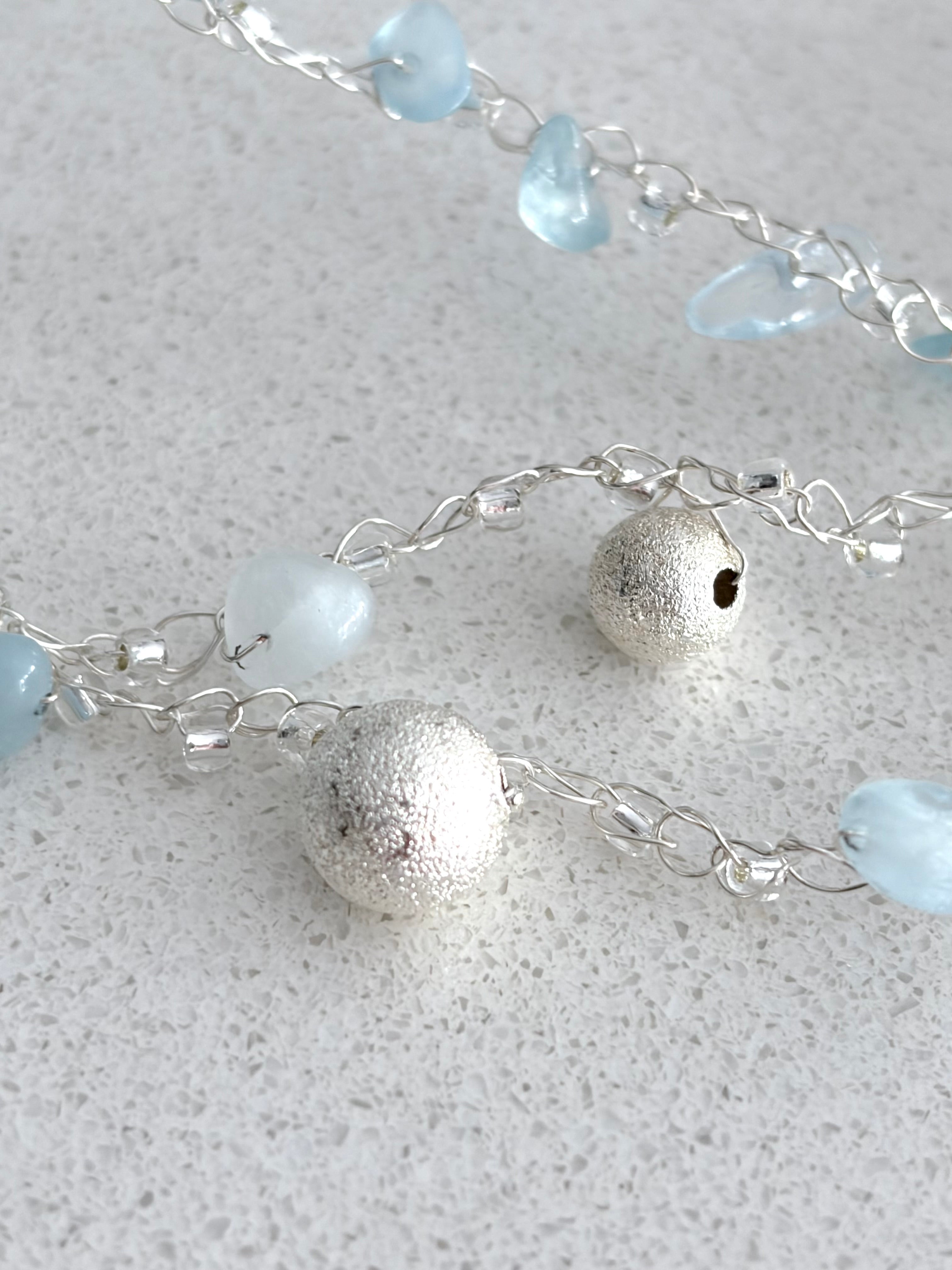 Aquamarine three-layer necklace “Blue Sky”