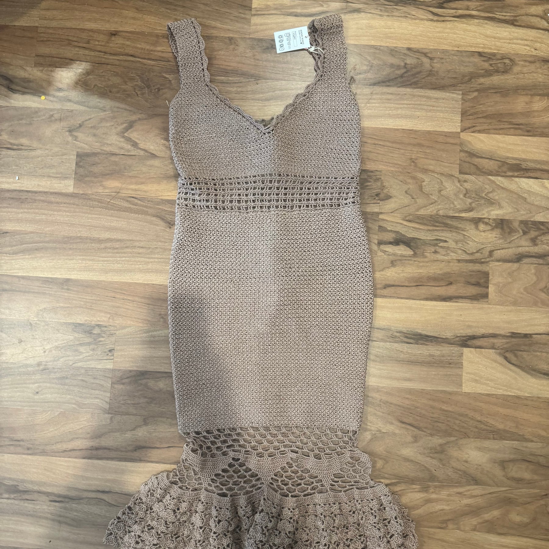 Hand Crochet Mermaid Midi Dress Size 12 14