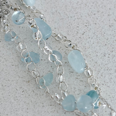 Aquamarine three-layer necklace “Blue Sky”