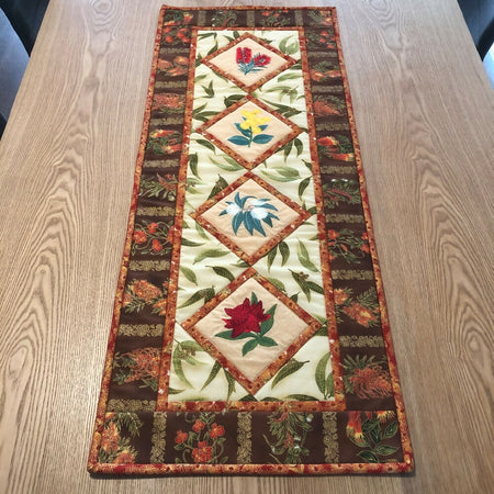 table runner handmade Australian native wildflowers