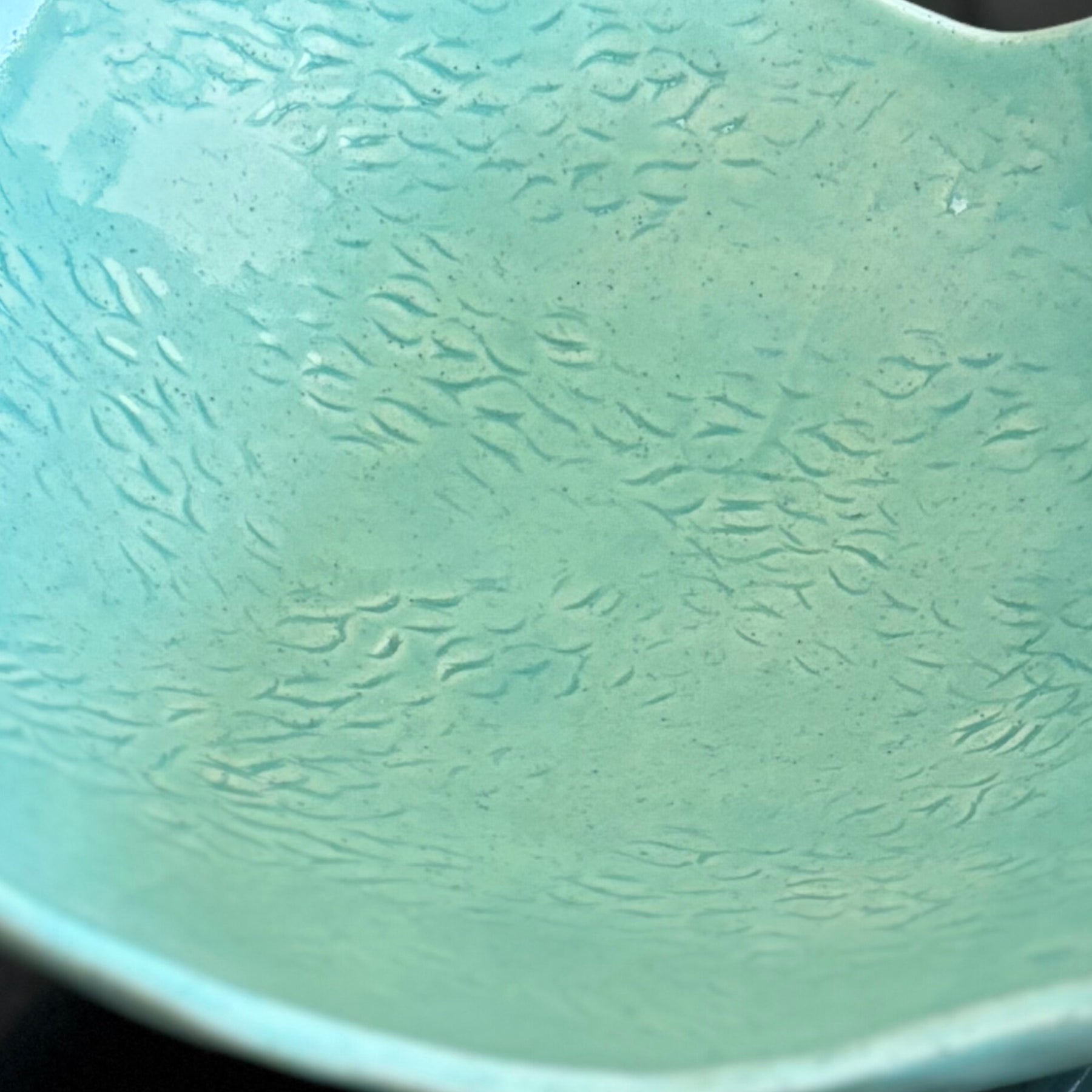 Handmade Ceramic Fruit Bowl – Turquoise Speckled Stoneware