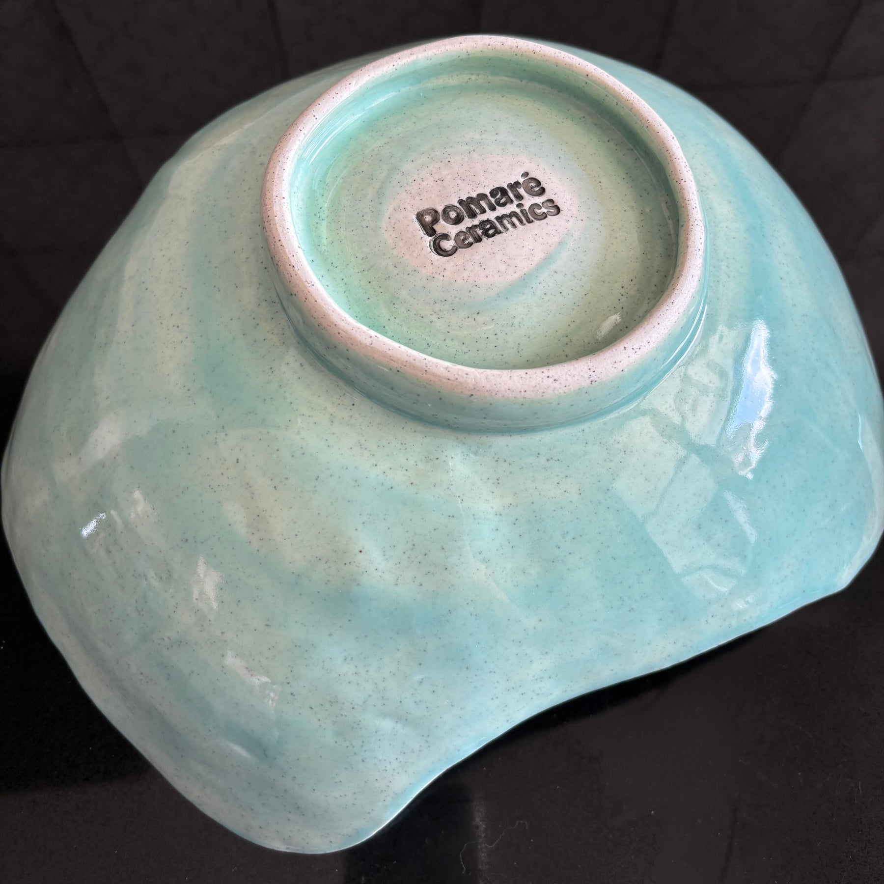 Handmade Ceramic Fruit Bowl – Turquoise Speckled Stoneware