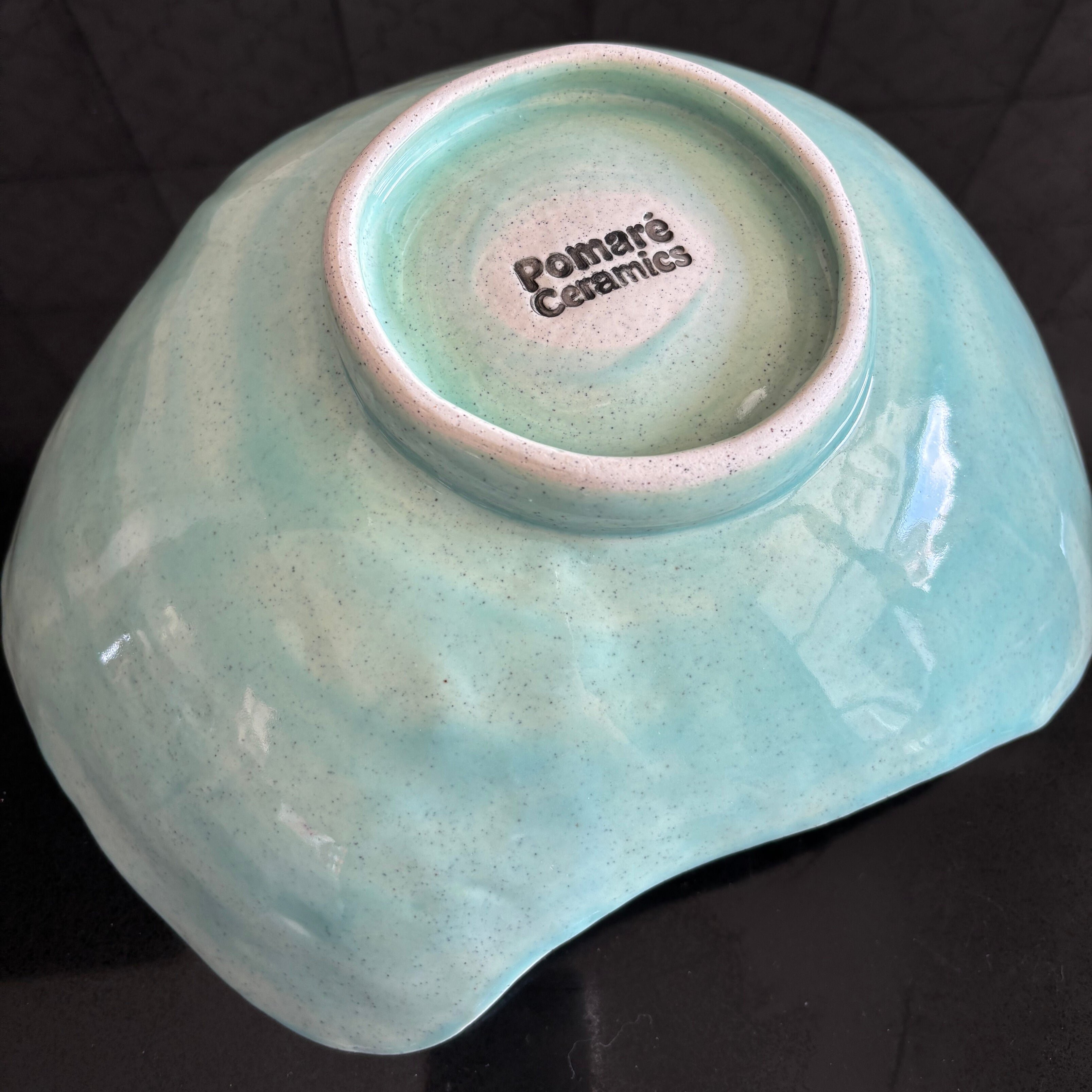 Handmade Ceramic Fruit Bowl – Turquoise Speckled Stoneware