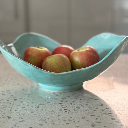 Handmade Ceramic Fruit Bowl – Turquoise Speckled Stoneware