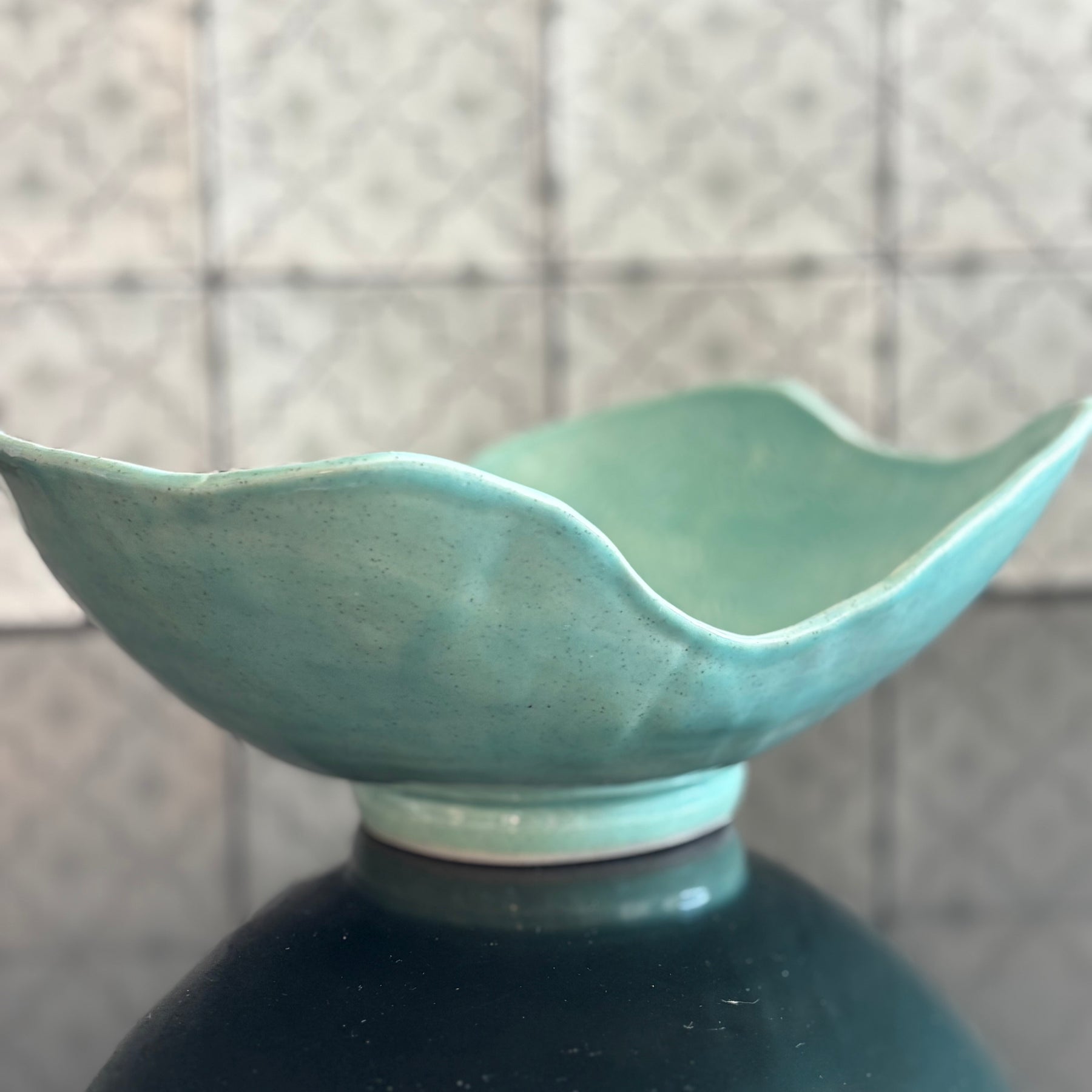 Handmade Ceramic Fruit Bowl – Turquoise Speckled Stoneware