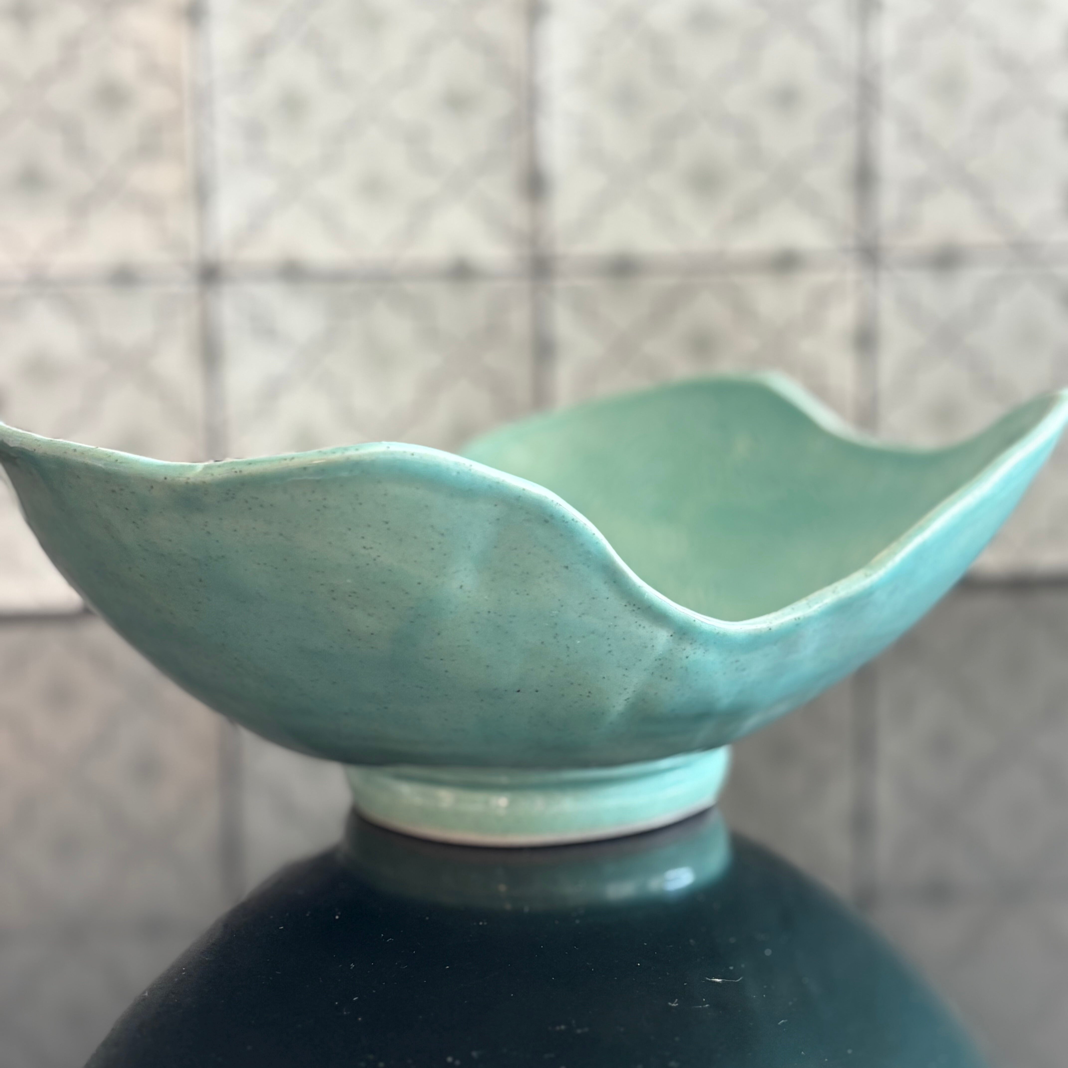 Handmade Ceramic Fruit Bowl – Turquoise Speckled Stoneware