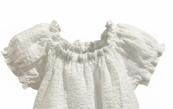 White puffed sleeve Boho top